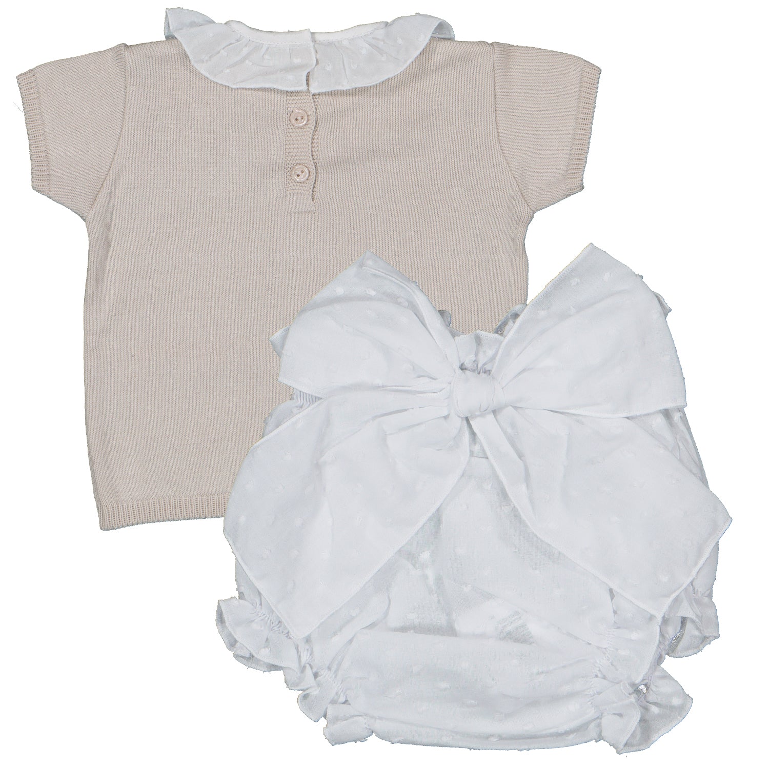 Beige Plumeti Bloomer Set