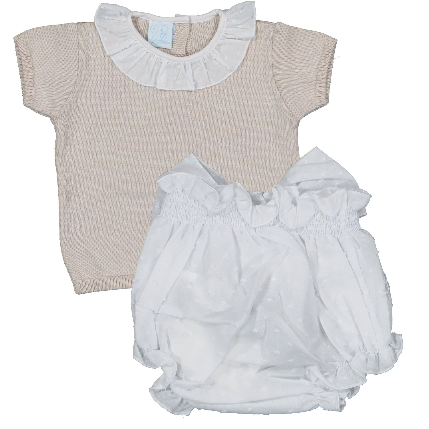Beige Plumeti Bloomer Set