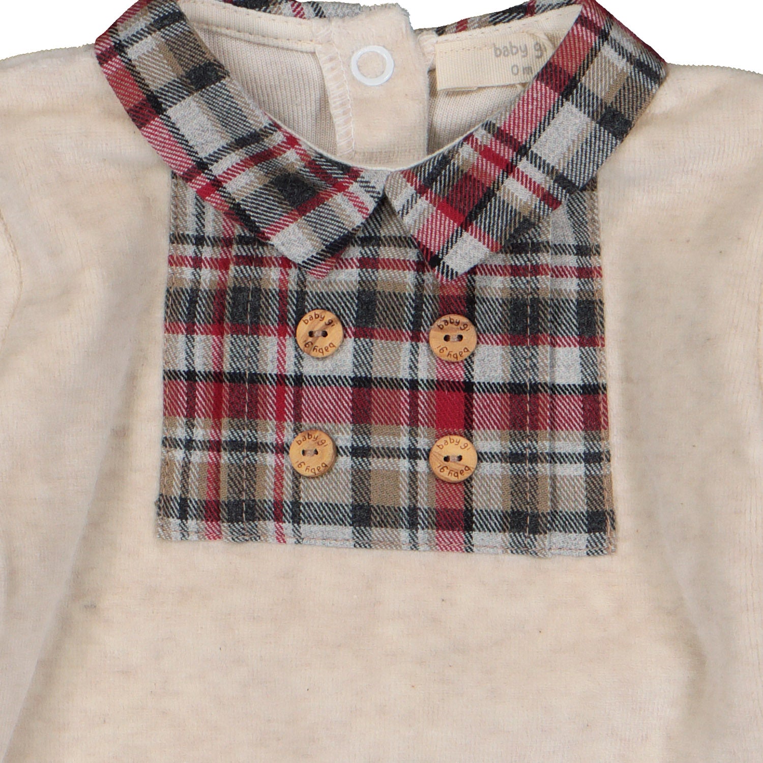 Beige Tartan Trim Babygrow
