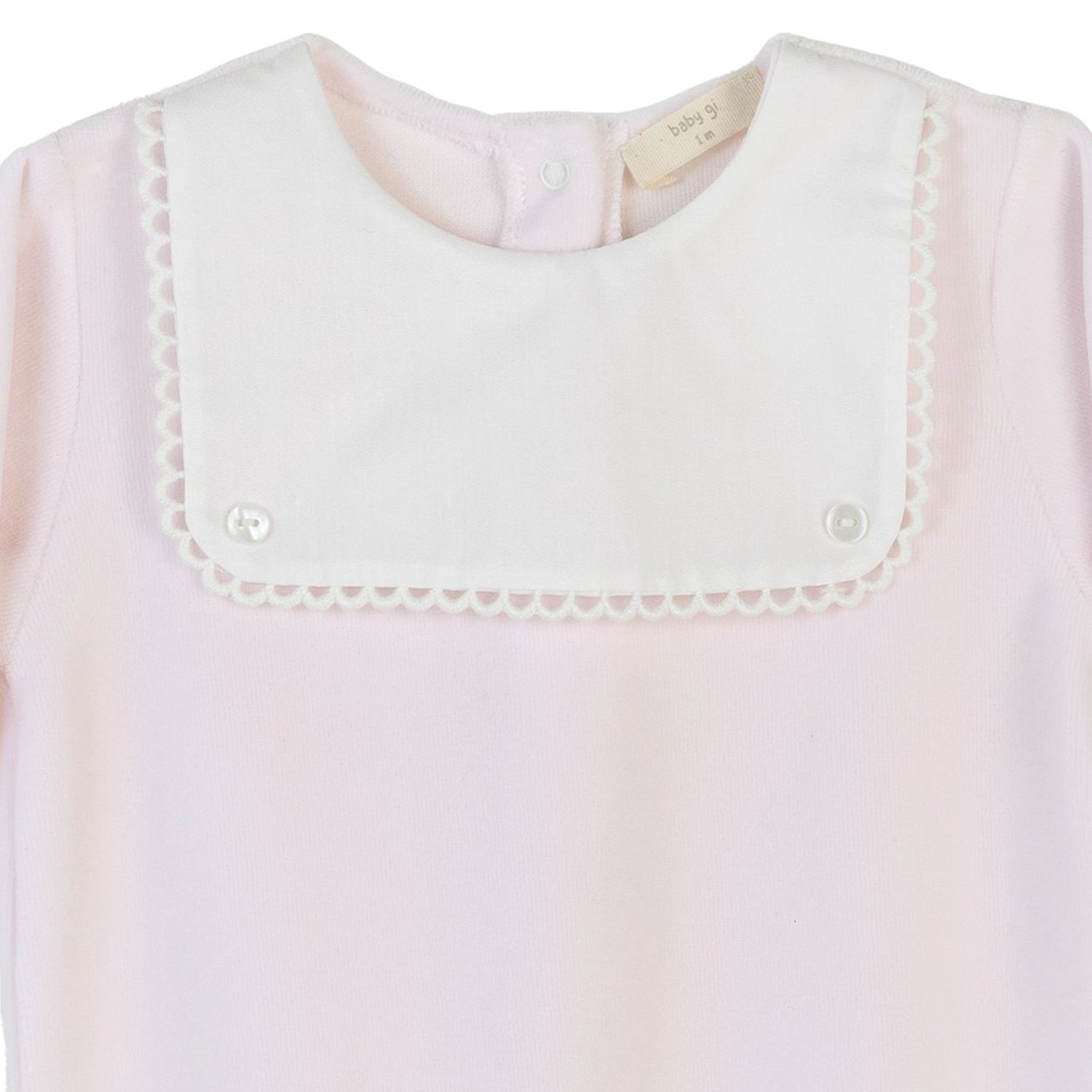 Pink Lace Trim Velour Babygrow