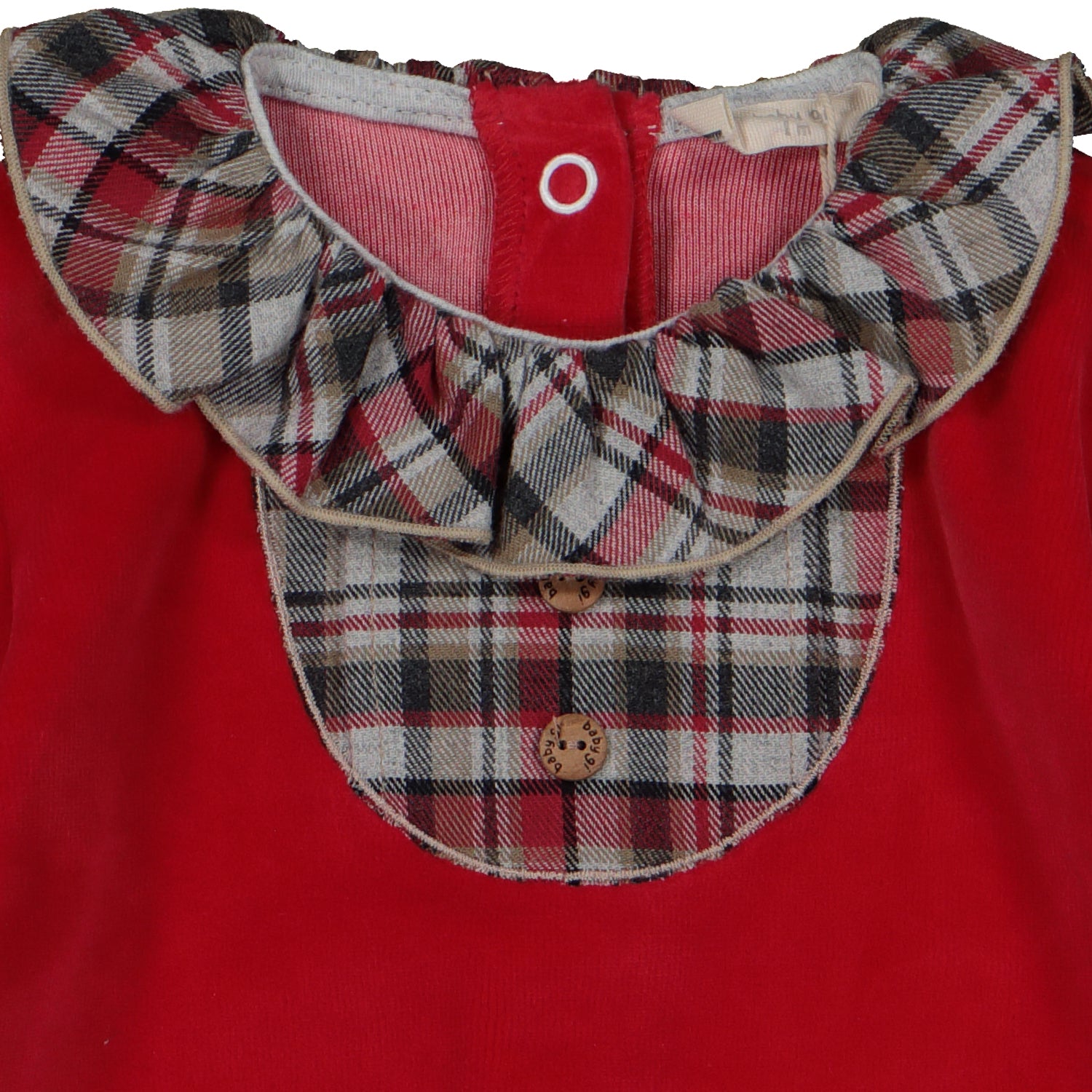 Red Tartan Frill Trim Babygrow