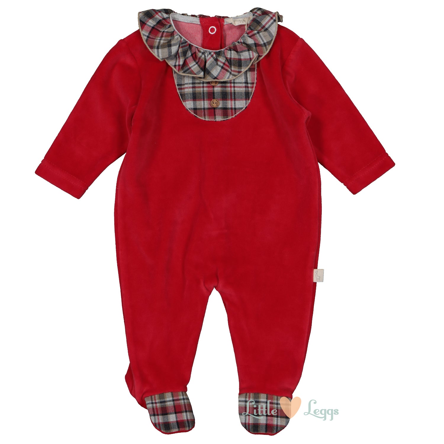 Red Tartan Frill Trim Babygrow
