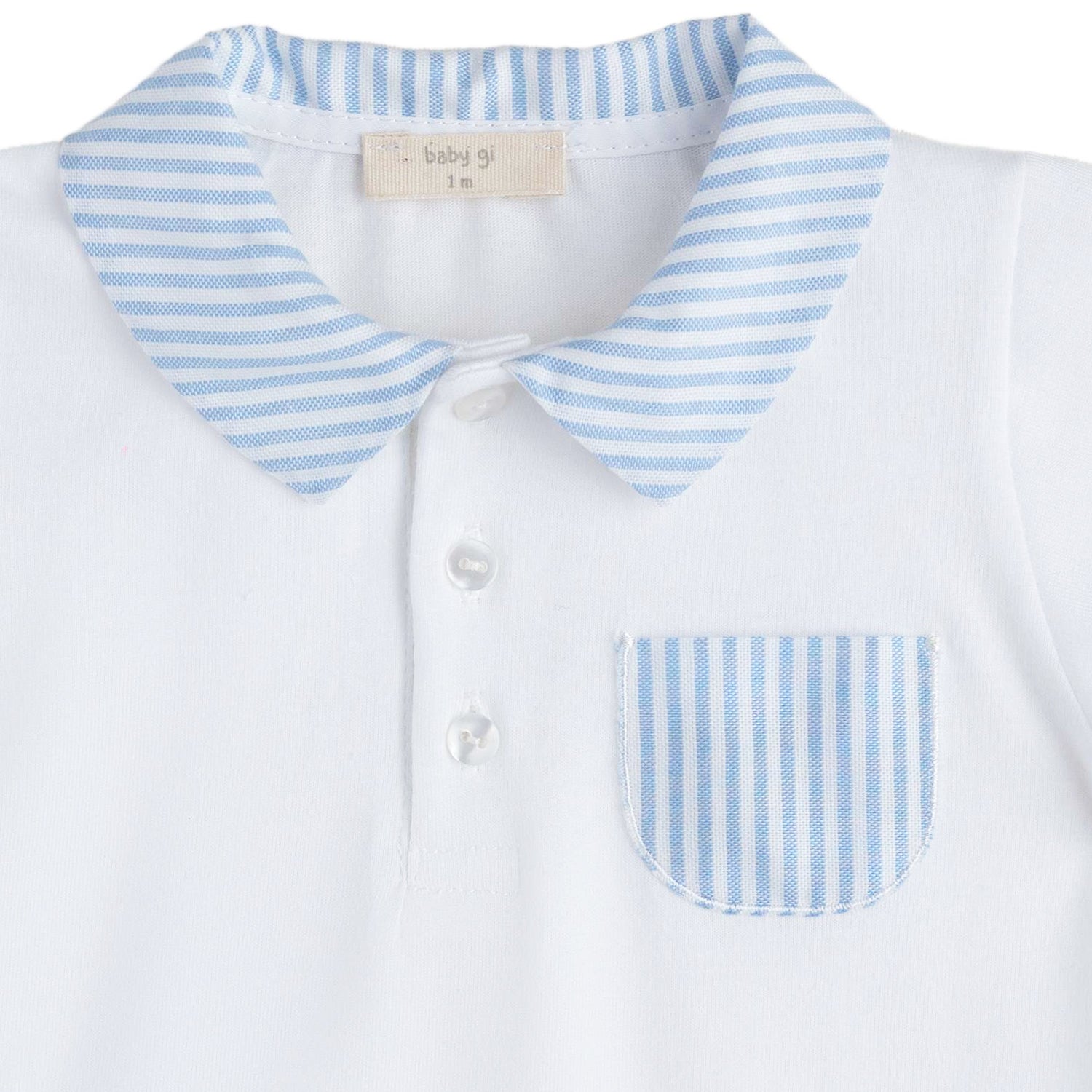 Blue Trim Polo Romper