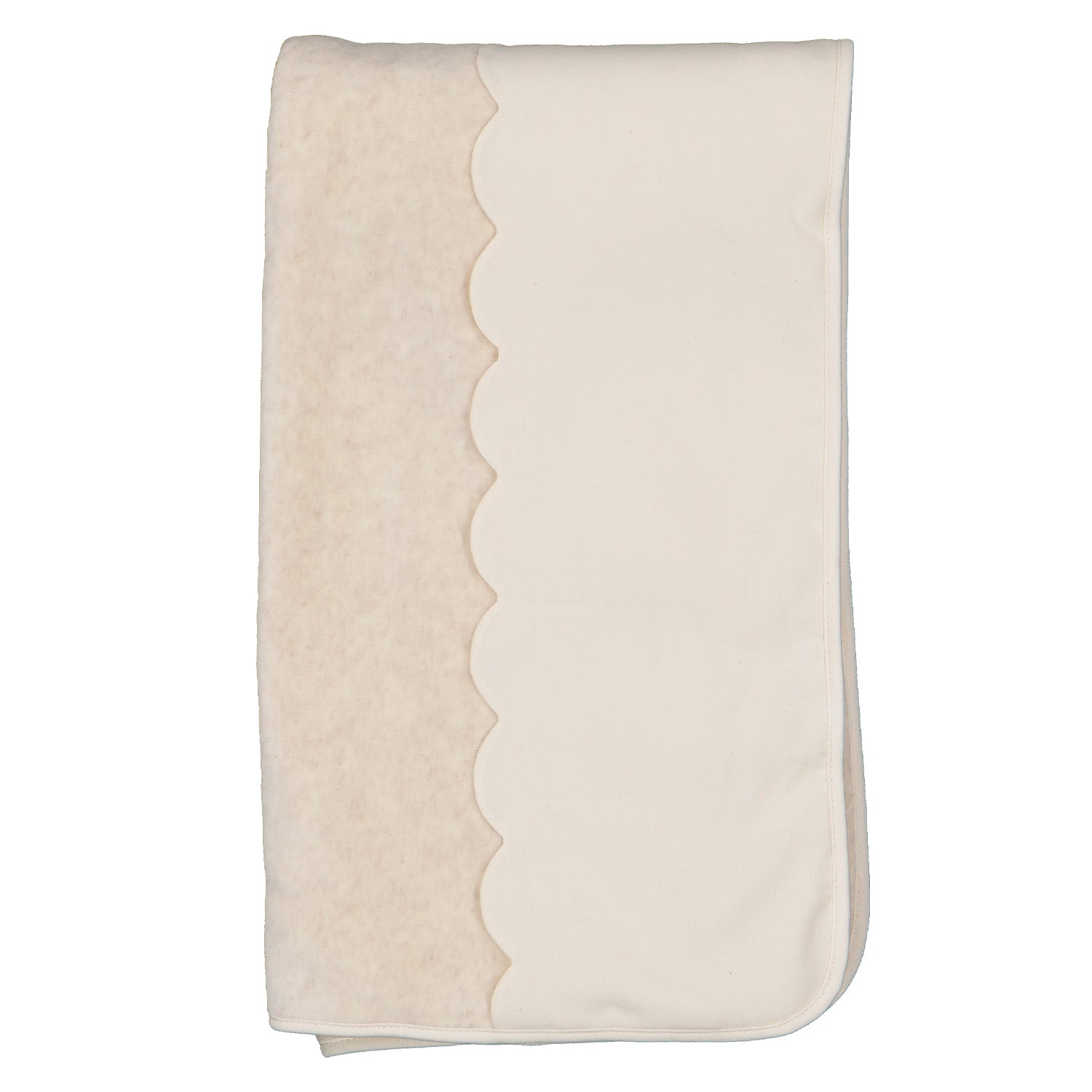 Beige Scalloped Trim Velour Blanket