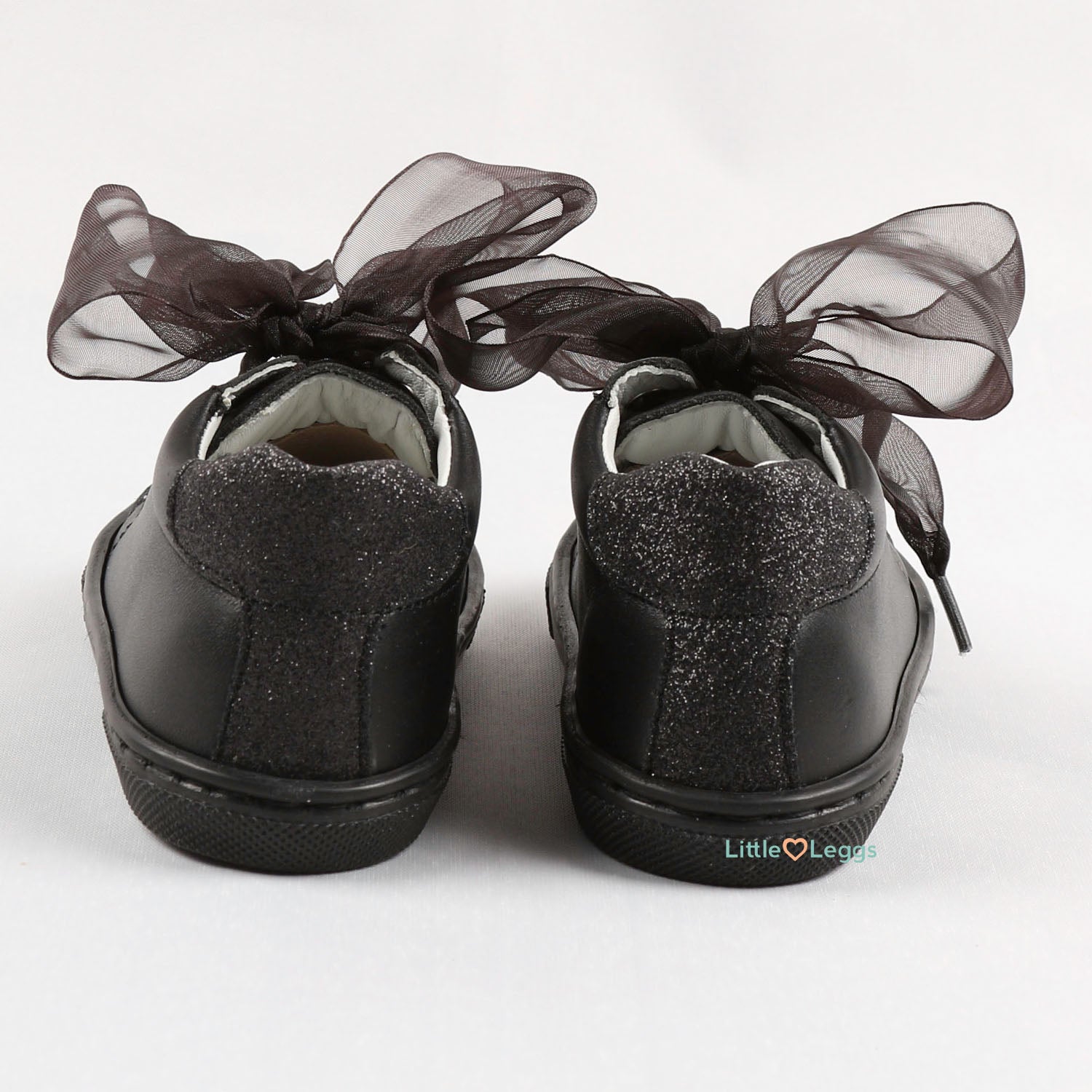 Black Leather Tulle Trainer