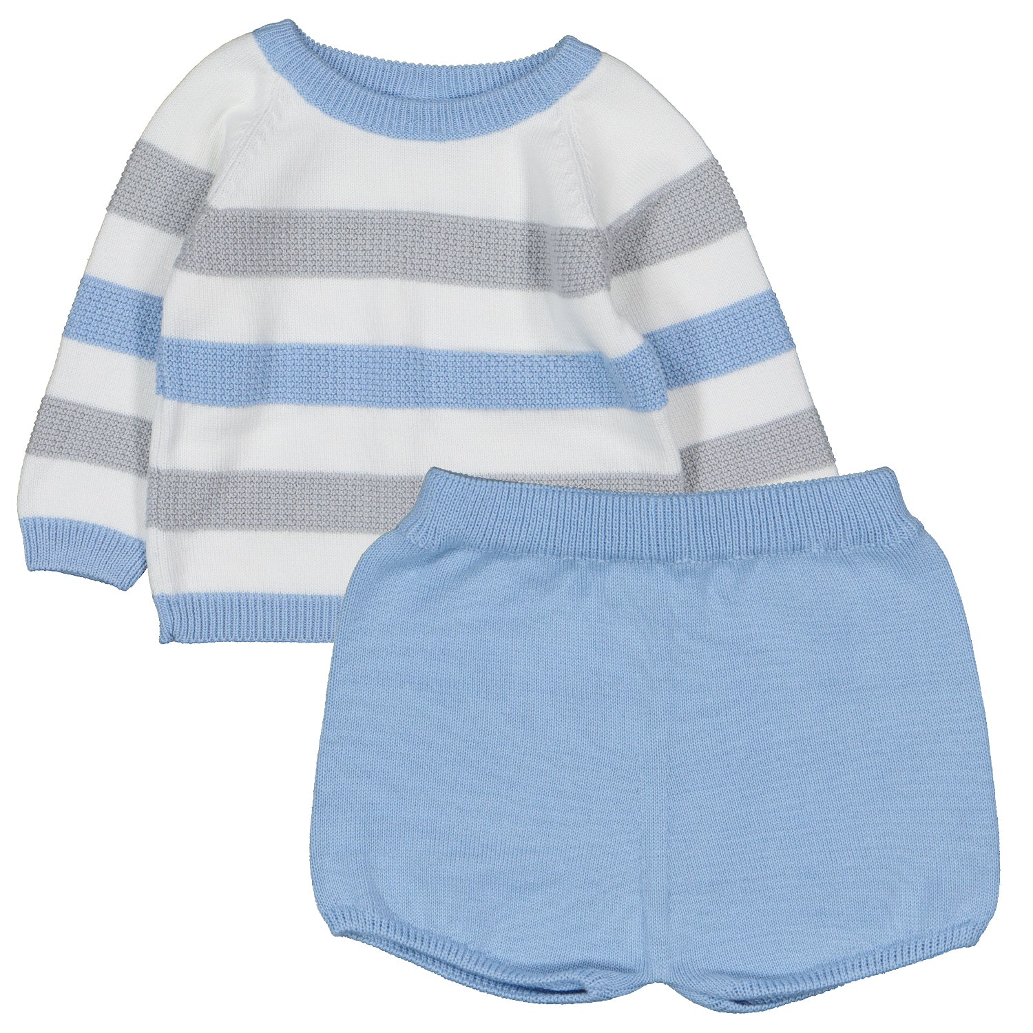 Blue, Grey & White Short Set
