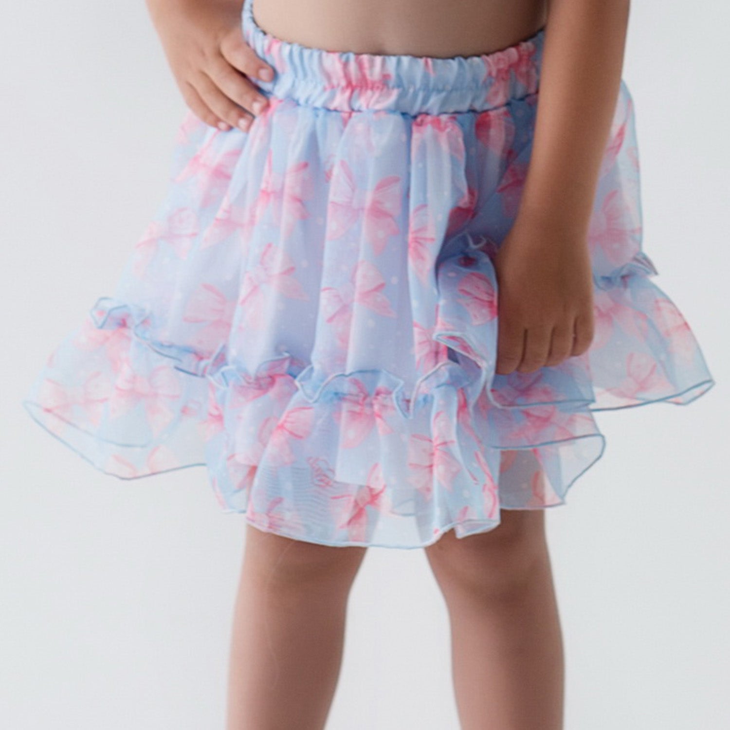 Bow Chiffon Skirt and Short Set