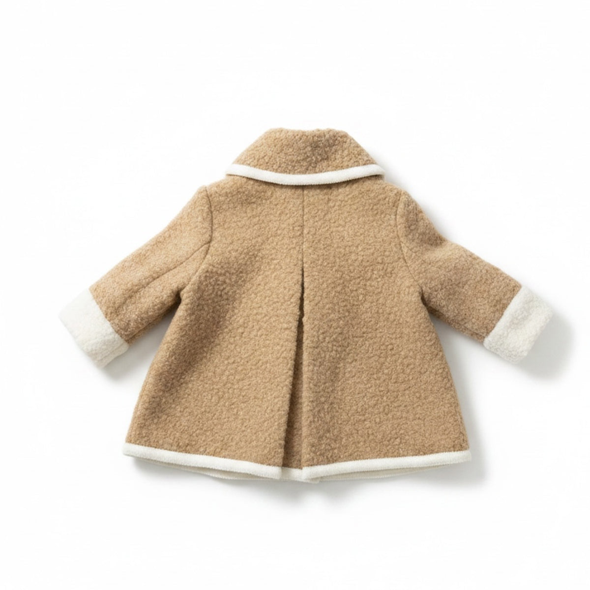 Beige & Ivory Trim Boucle Coat