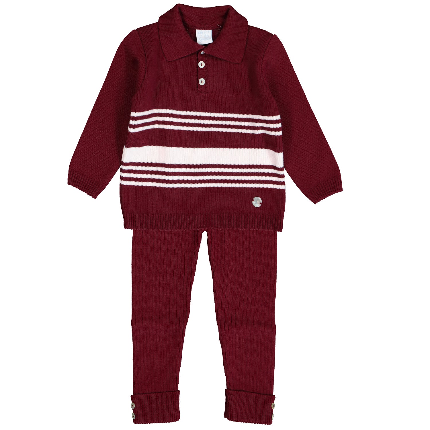Burgandy Stripe Polo Knit Outfit