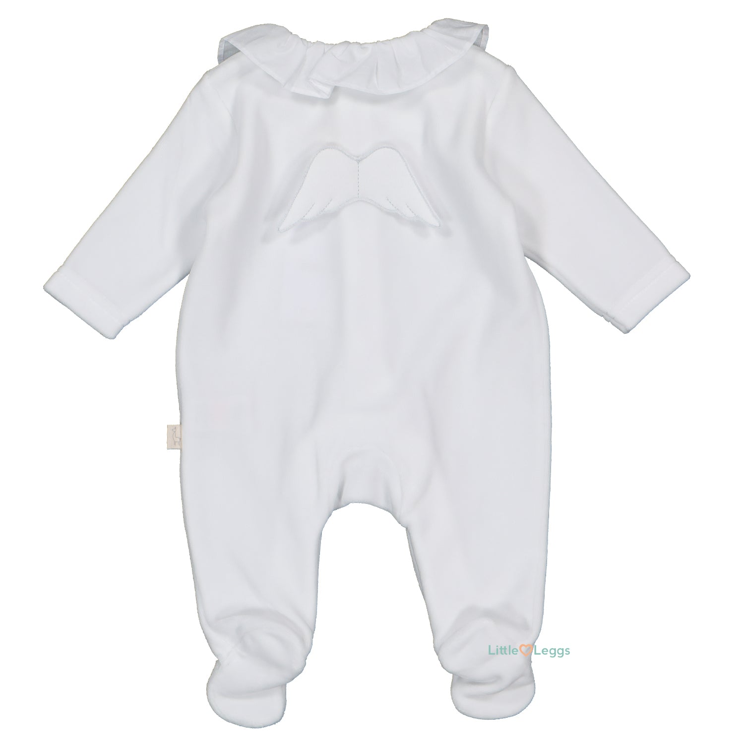 White Velour Frill Angel Wings Babygrow