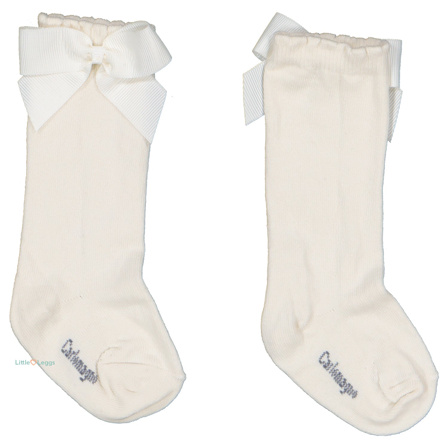 Ivory Bow Knee High Socks