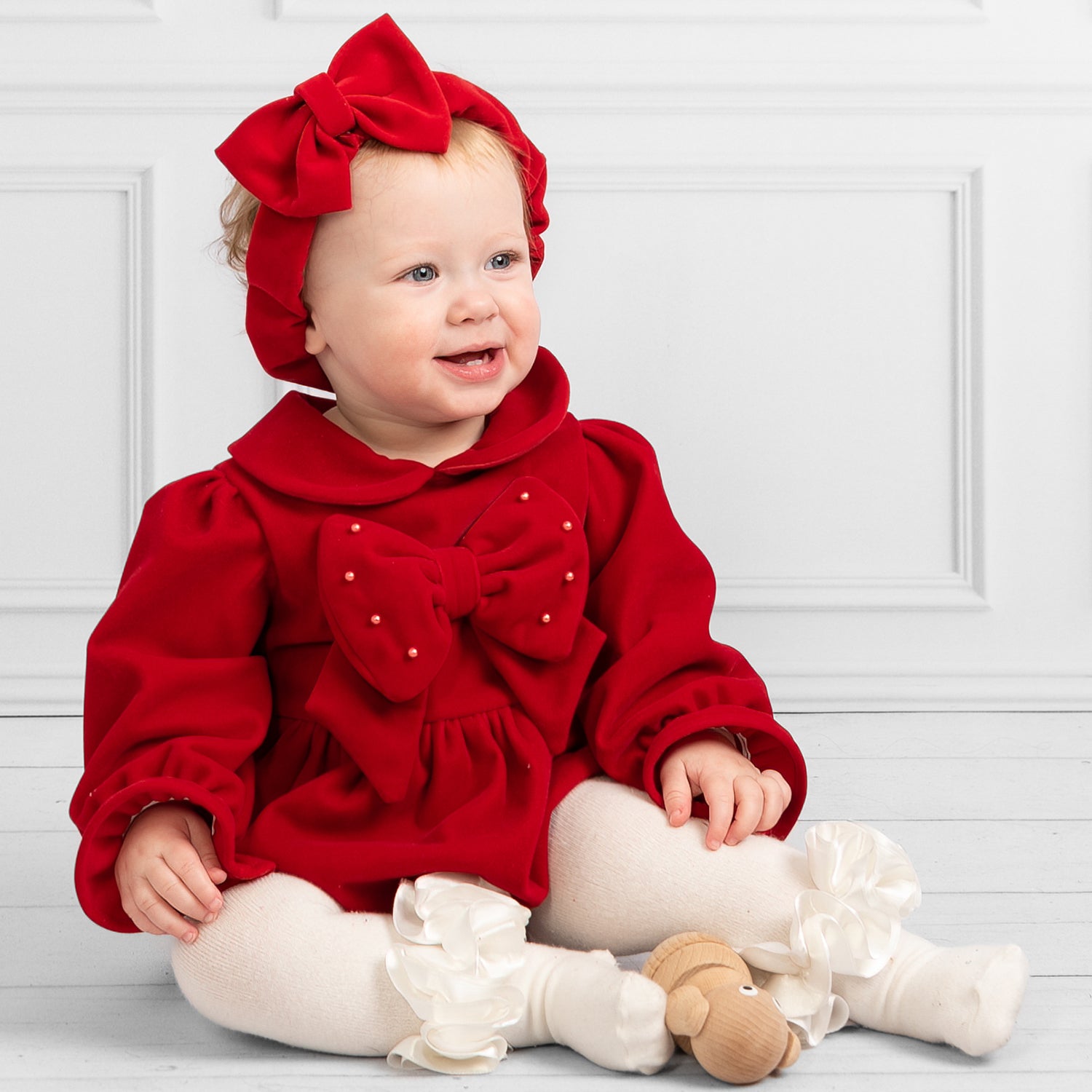 Red Velvet Romper With Headband