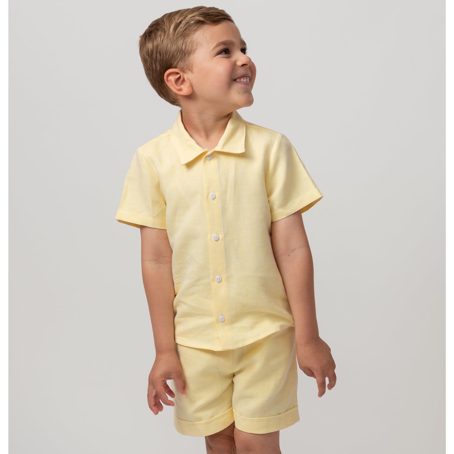 Lemon Linen Shorts & Hat Set