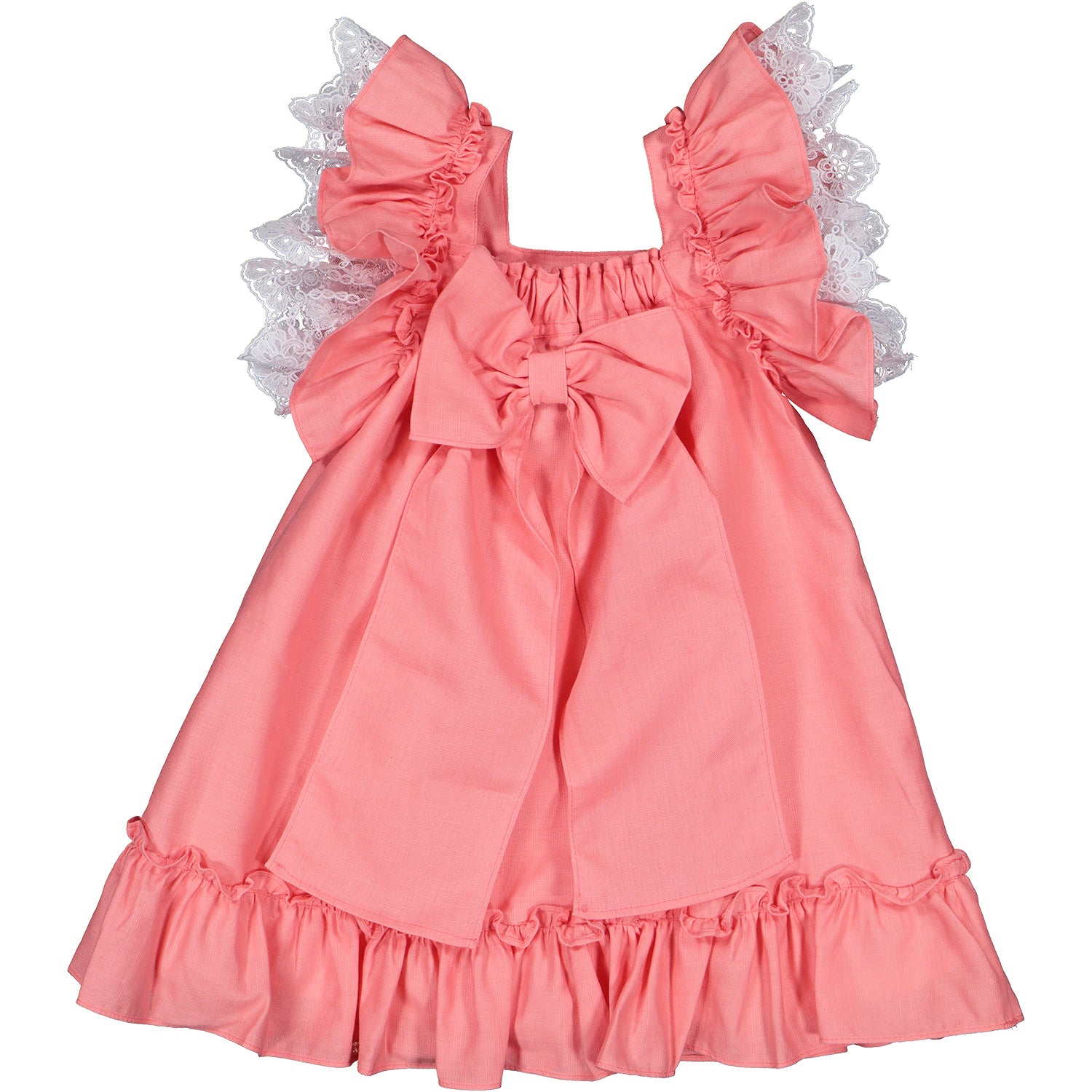 Coral Lace Trim Dress