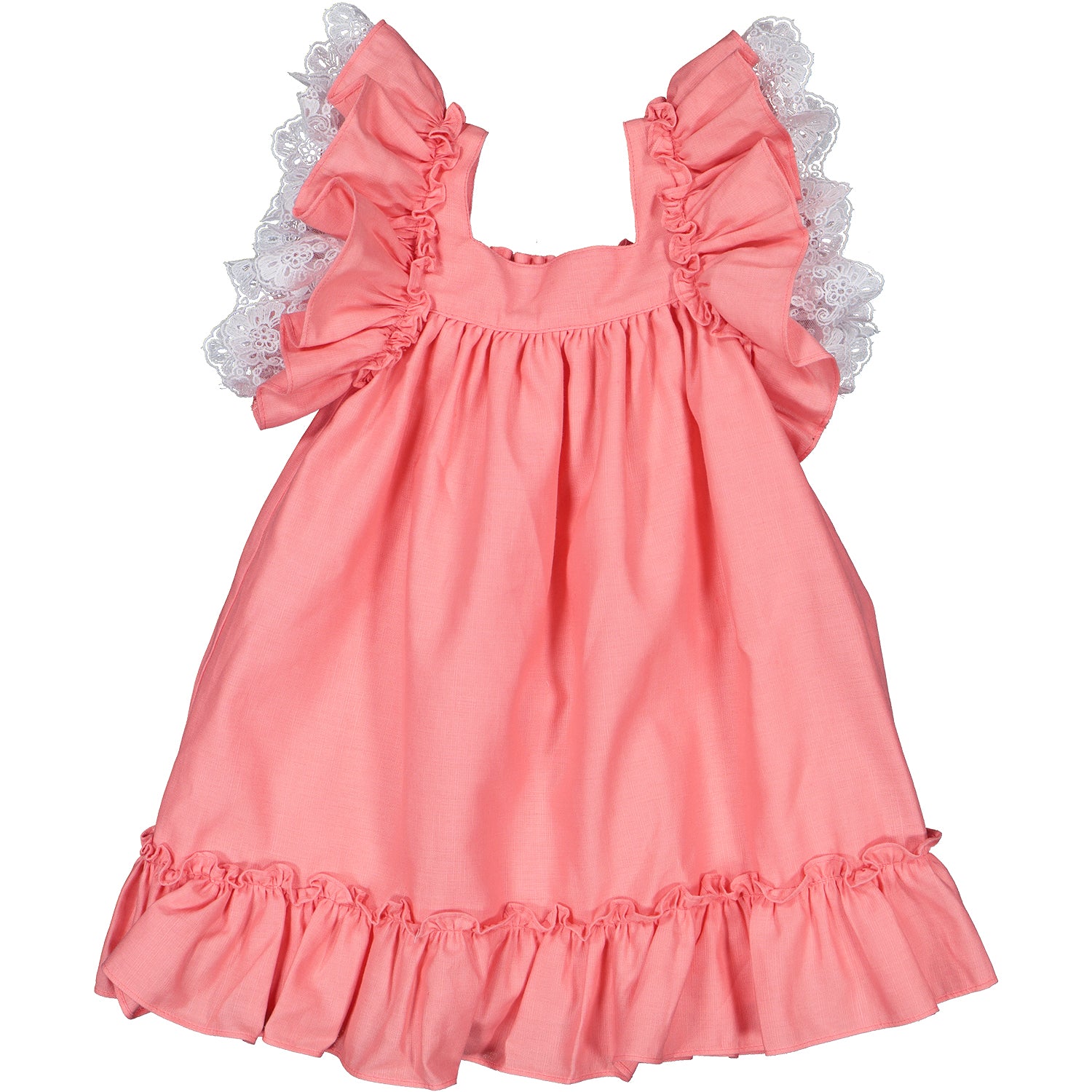 Coral Lace Trim Dress