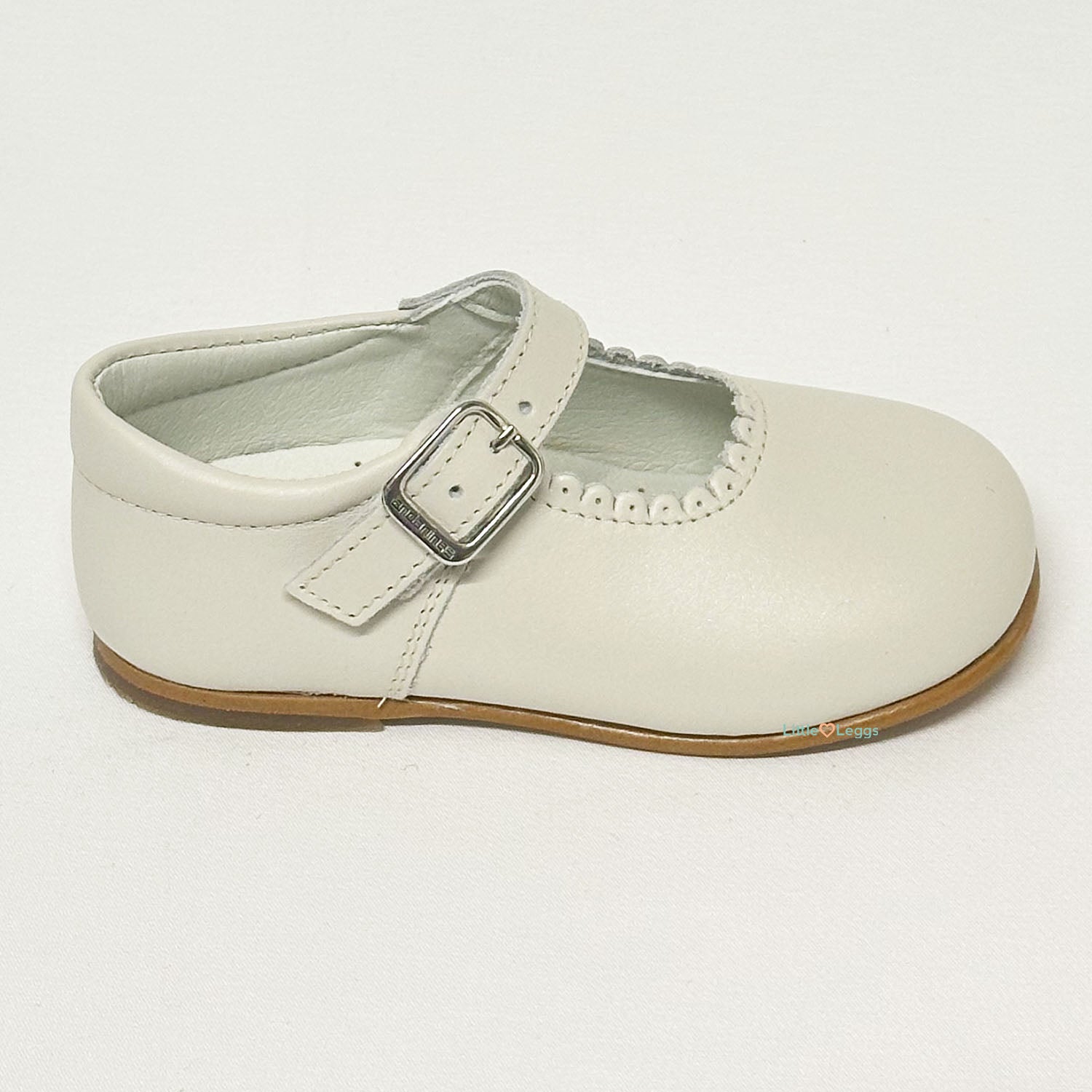 Girls Cream Matt Leather Mary Jane