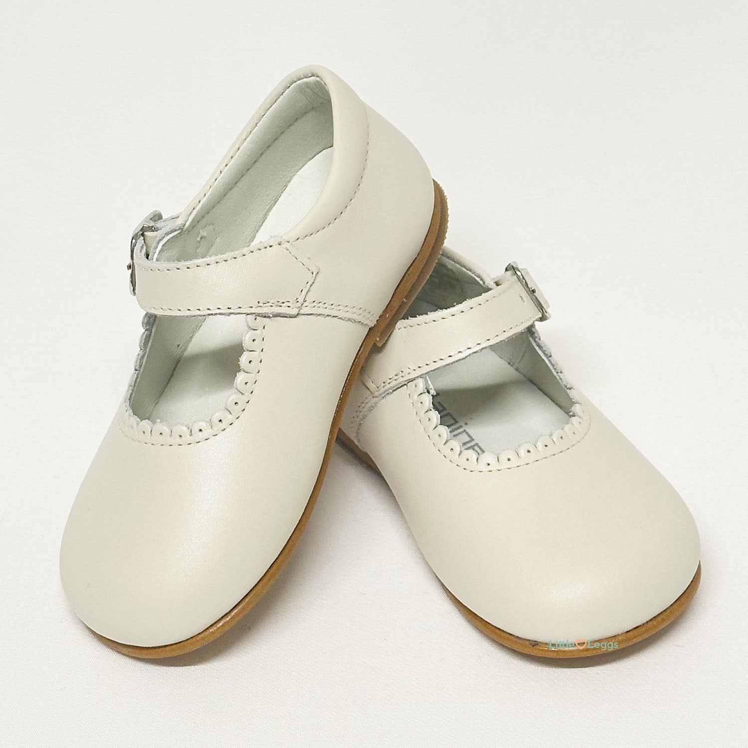 Girls Cream Matt Leather Mary Jane