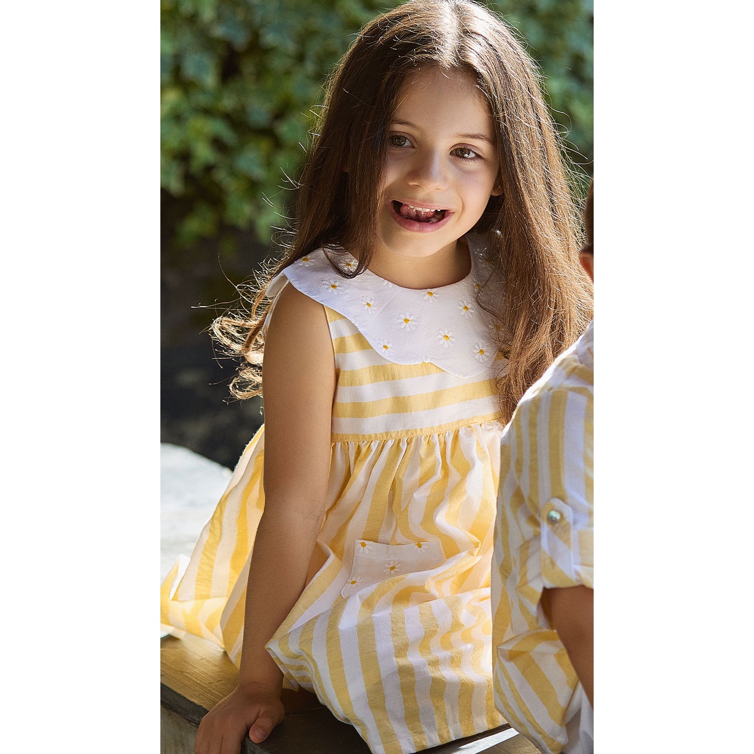 Lemon Stripe Daisy Dress