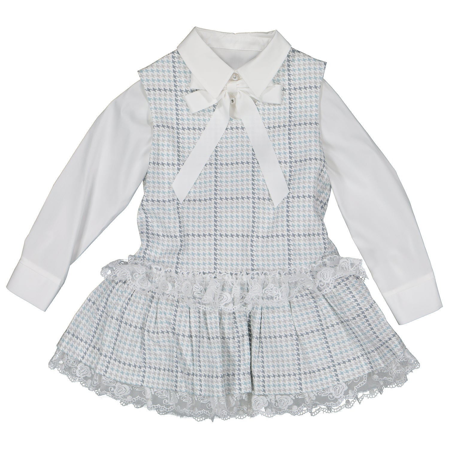 Grey Houndstooth Shirt & Dress Set