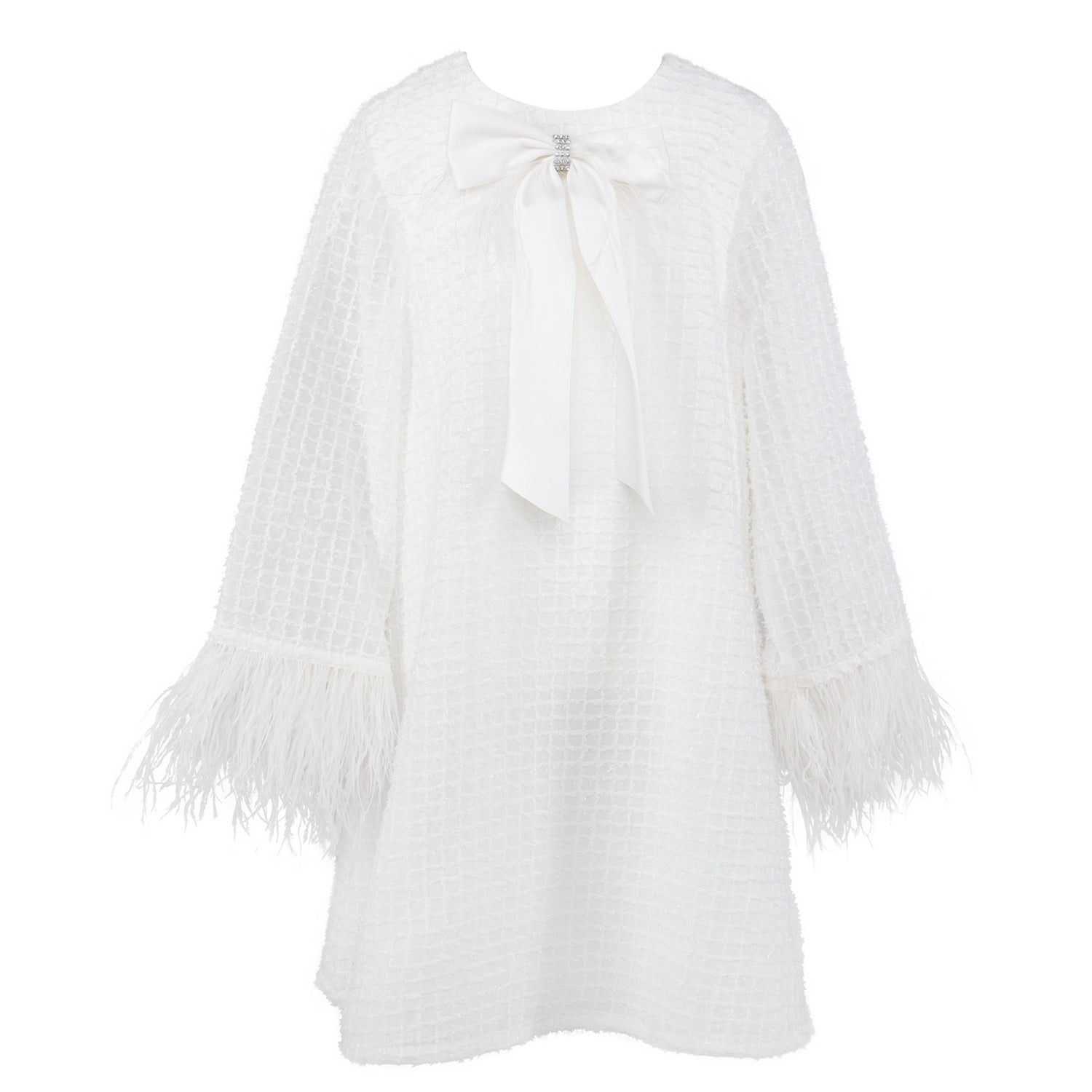 Ivory Bow Square Patterned Dress