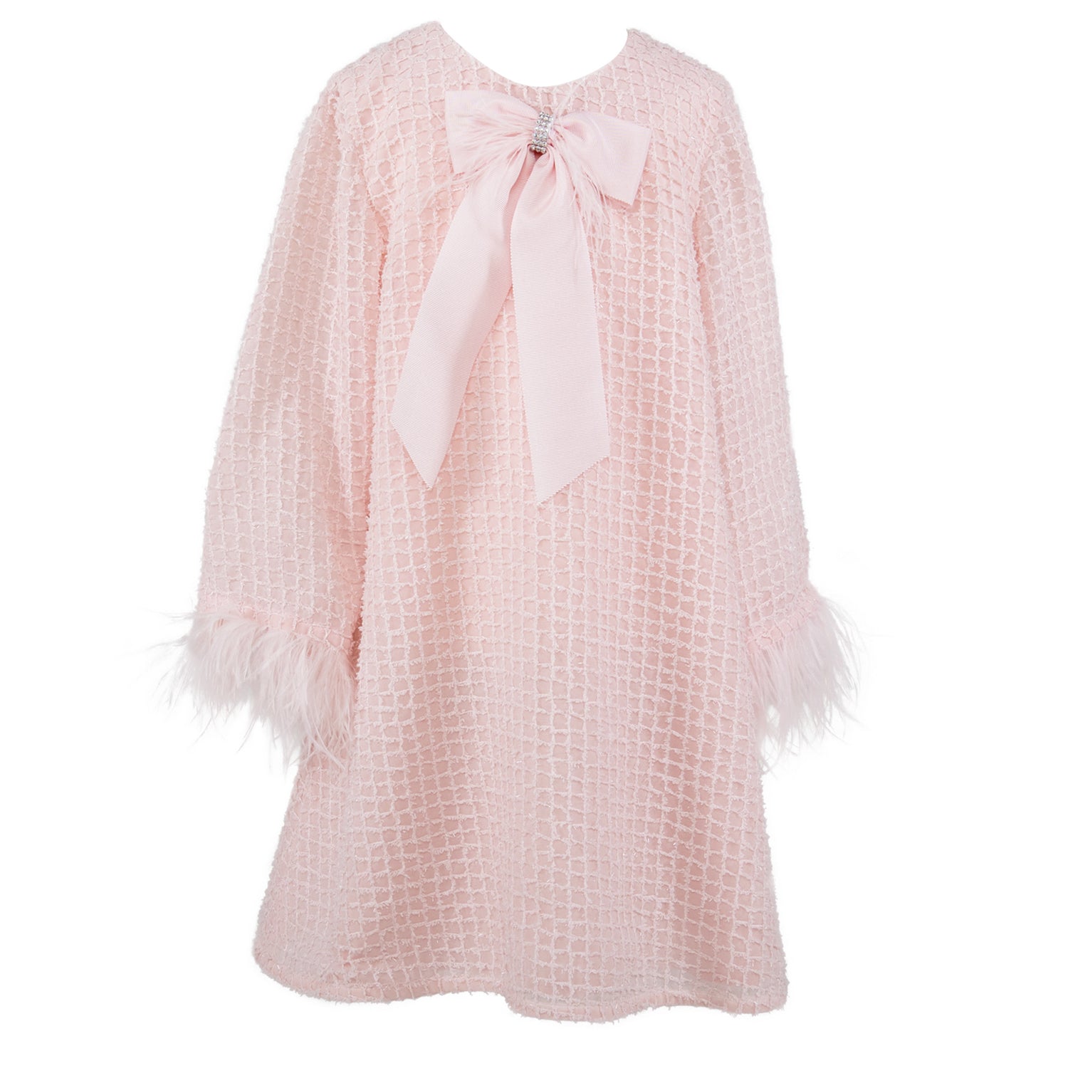Pink Bow Square Patterned Dress
