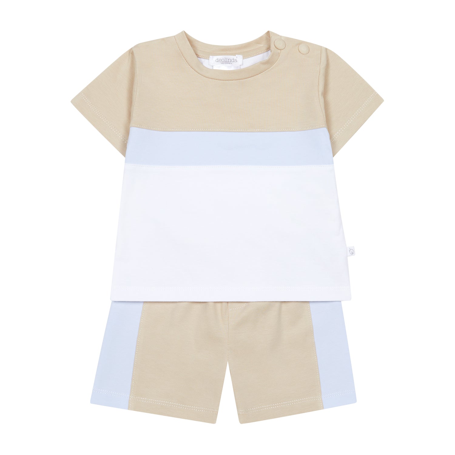 Beige & Sky Blue Short Set