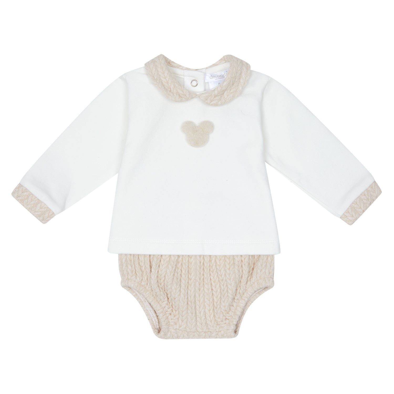Beige & Ivory Cable Bloomer Set