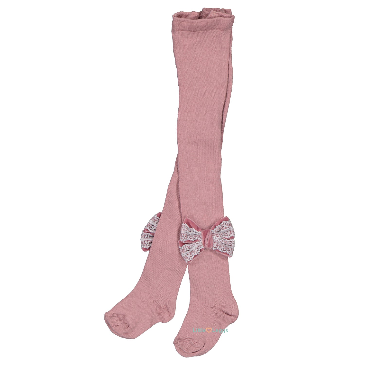 Dusty Pink Velvet & Lace Tights