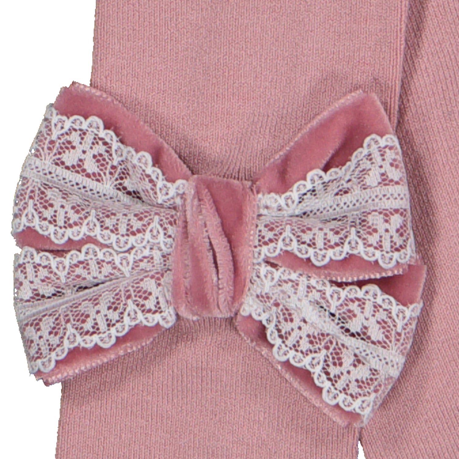 Dusty Pink Velvet & Lace Tights