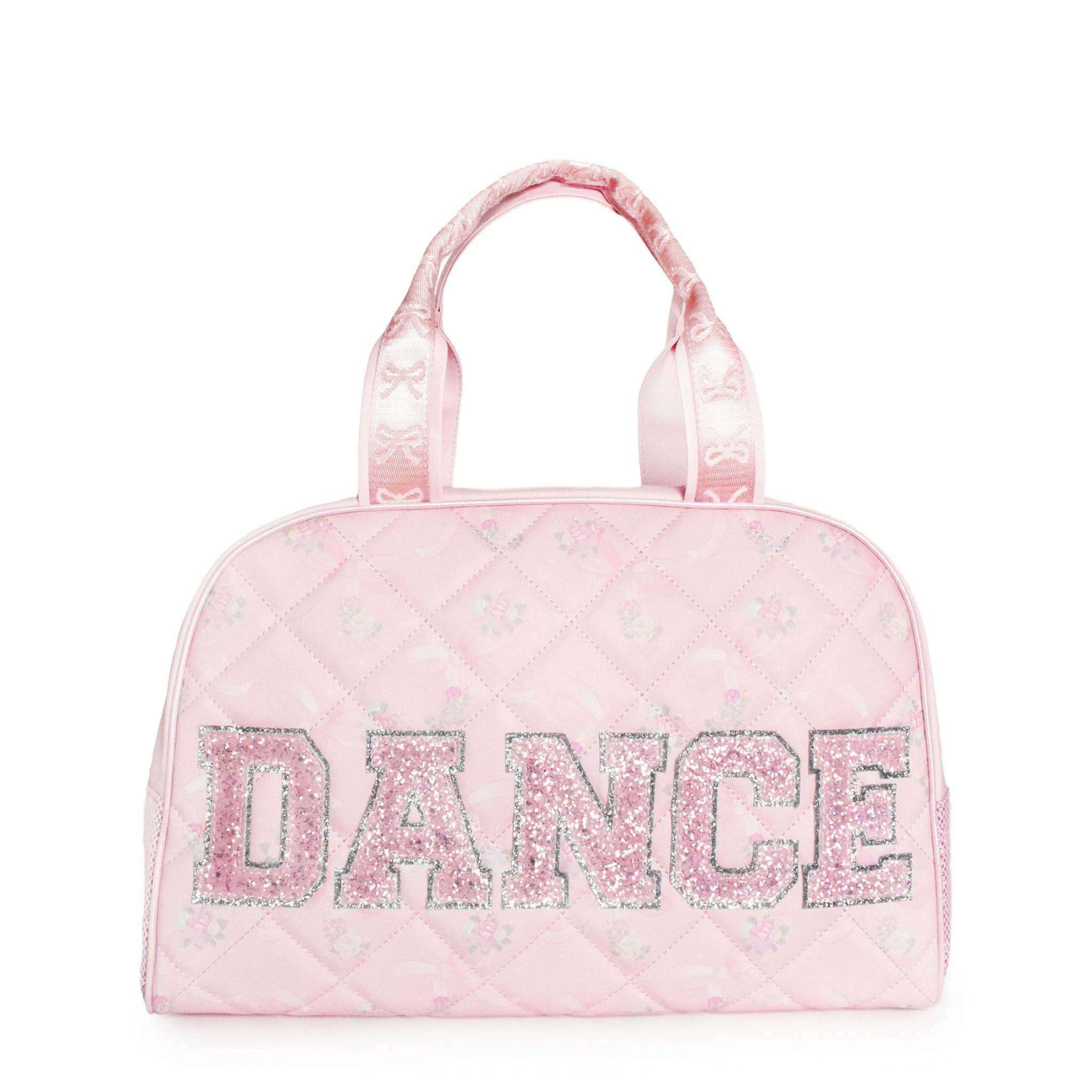 'DANCE' Quilted Floral Bow Print Medium Duffle Bag
