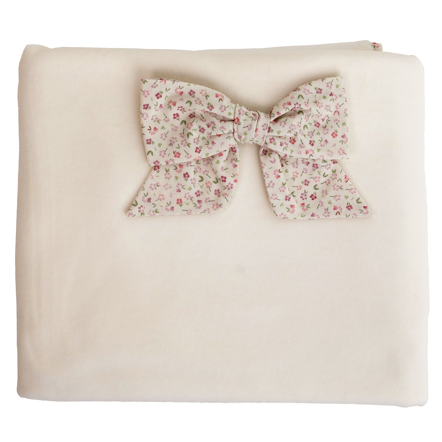 Ivory Floral Bow Blanket