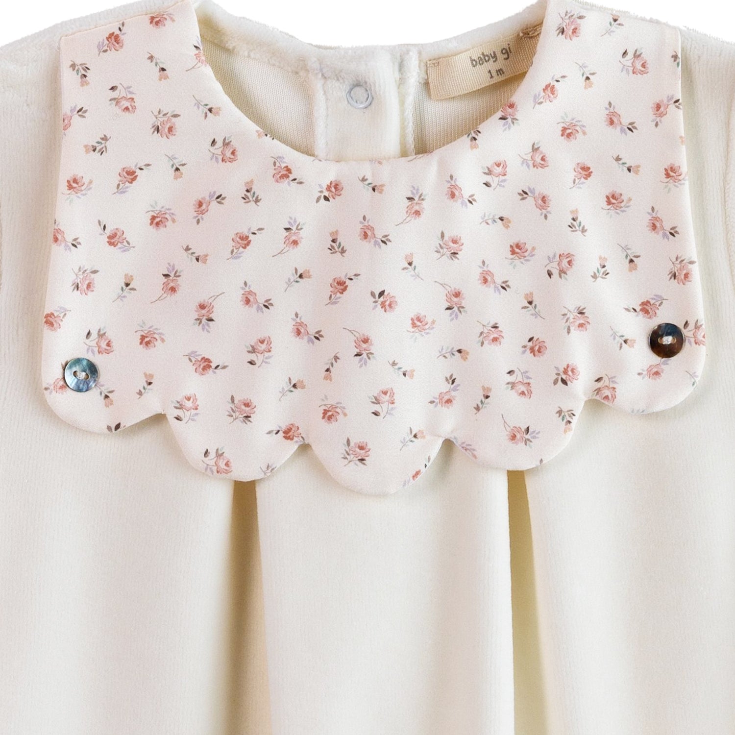 Ivory Rosebud Velour Babygrow