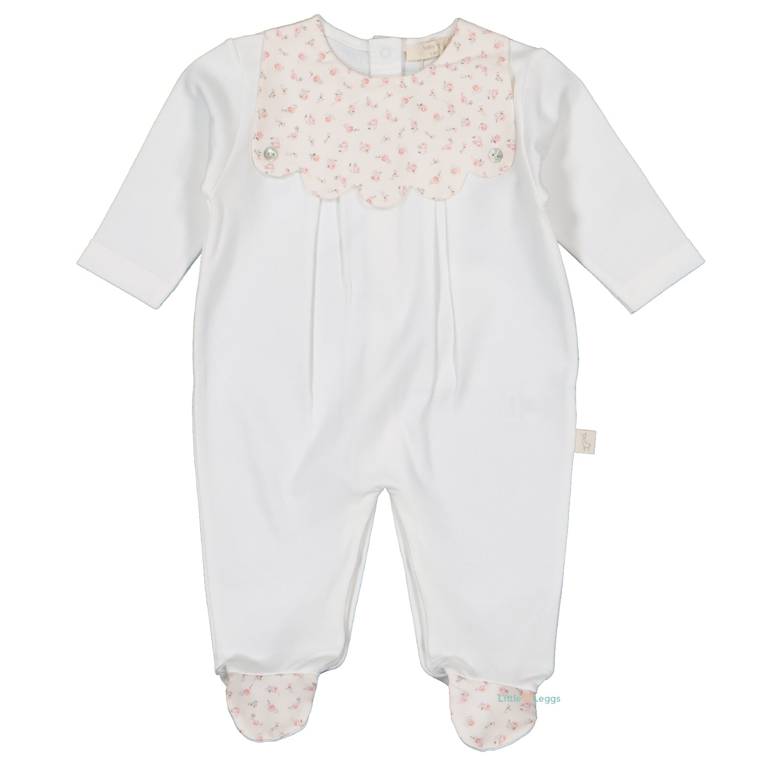 Ivory Rosebud Cotton Babygrow