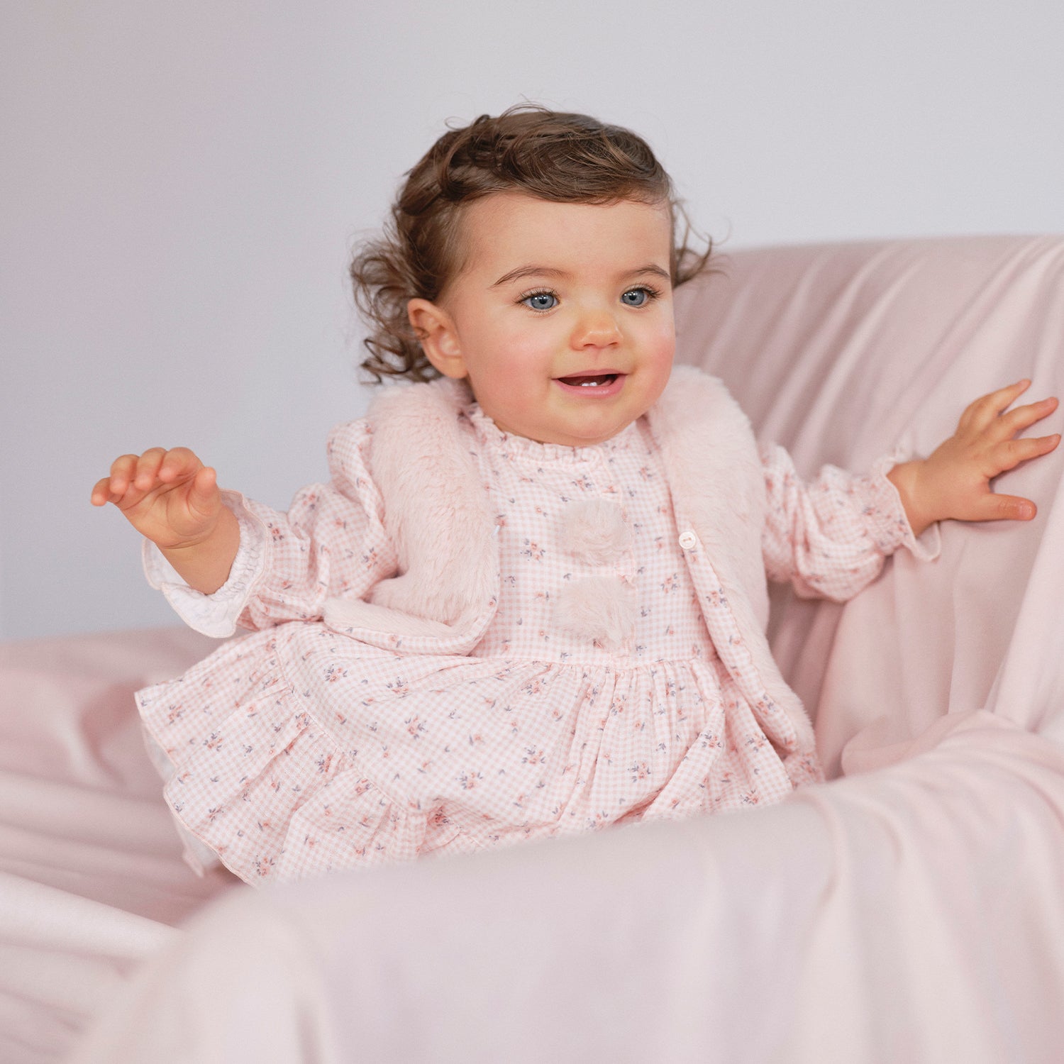 Peach Floral Dress and Bloomers