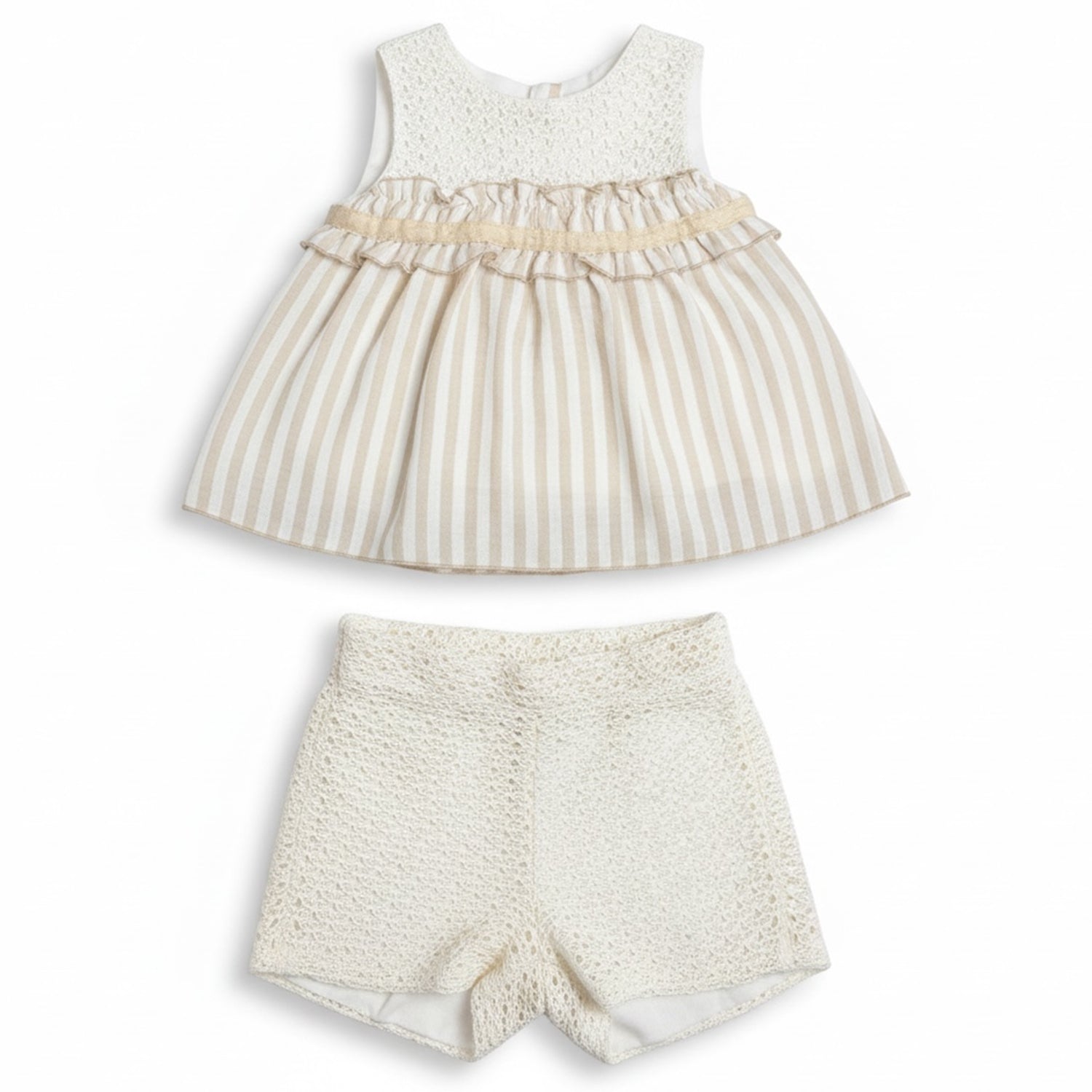 Beige Crochet Short Set