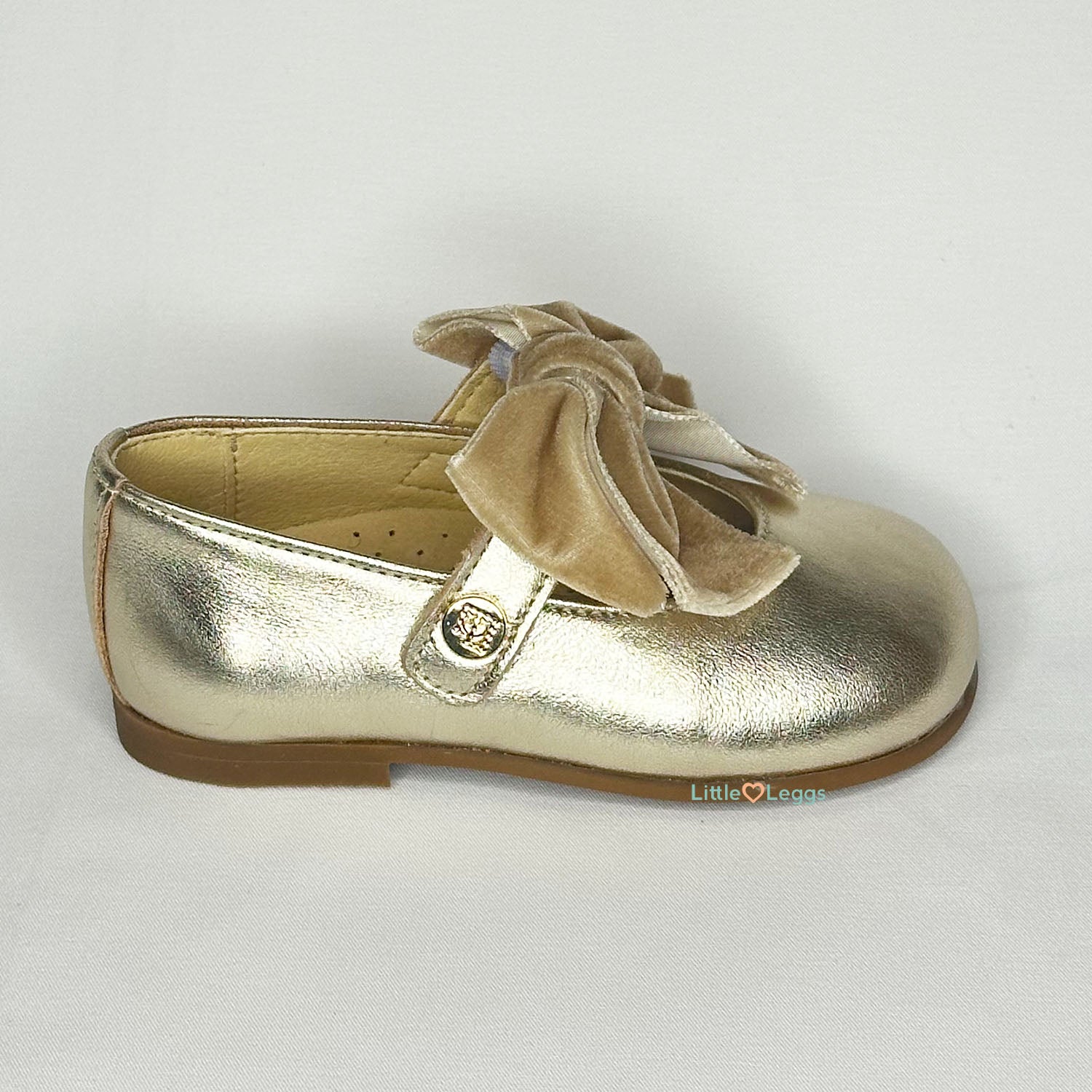 Gold Velvet Bow Patent Mary Jane Shoe