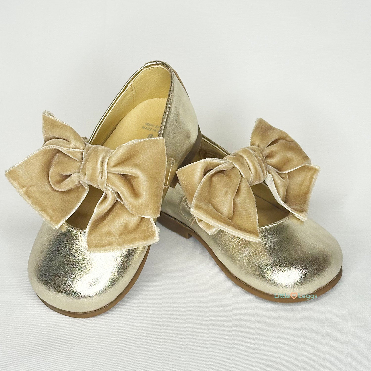 Gold Velvet Bow Patent Mary Jane Shoe
