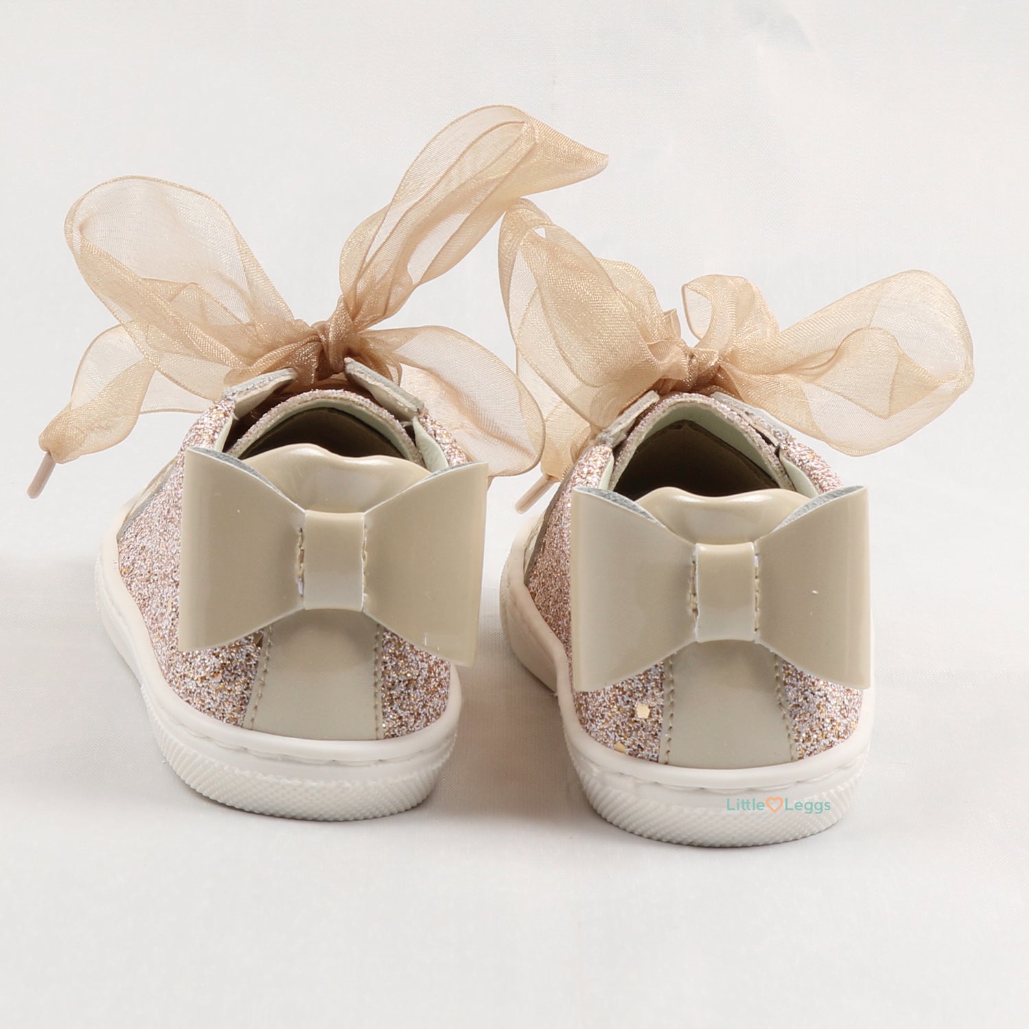 Gold Glitter Leather Tulle Trainer