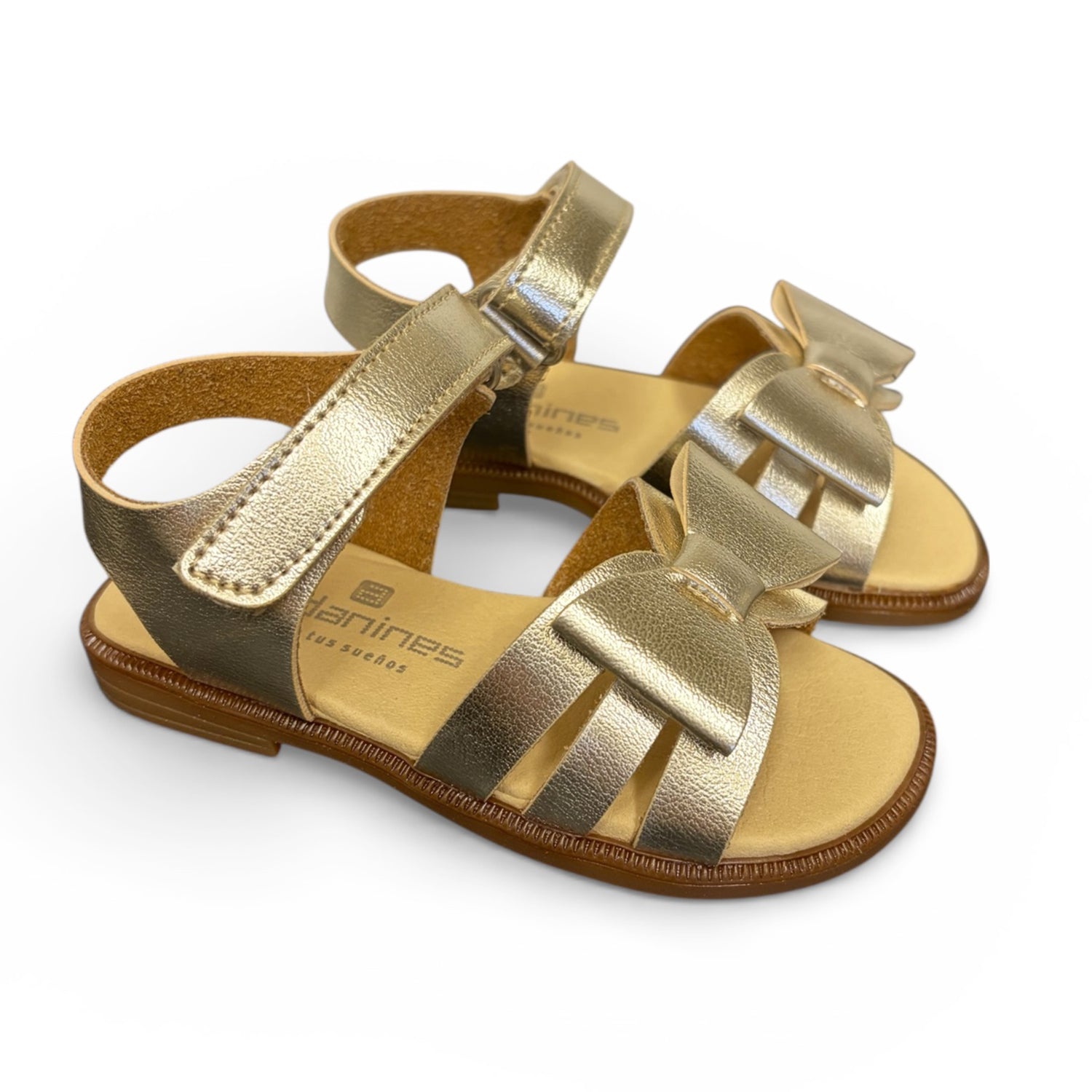 Gold Triple Strap Bow Sandal