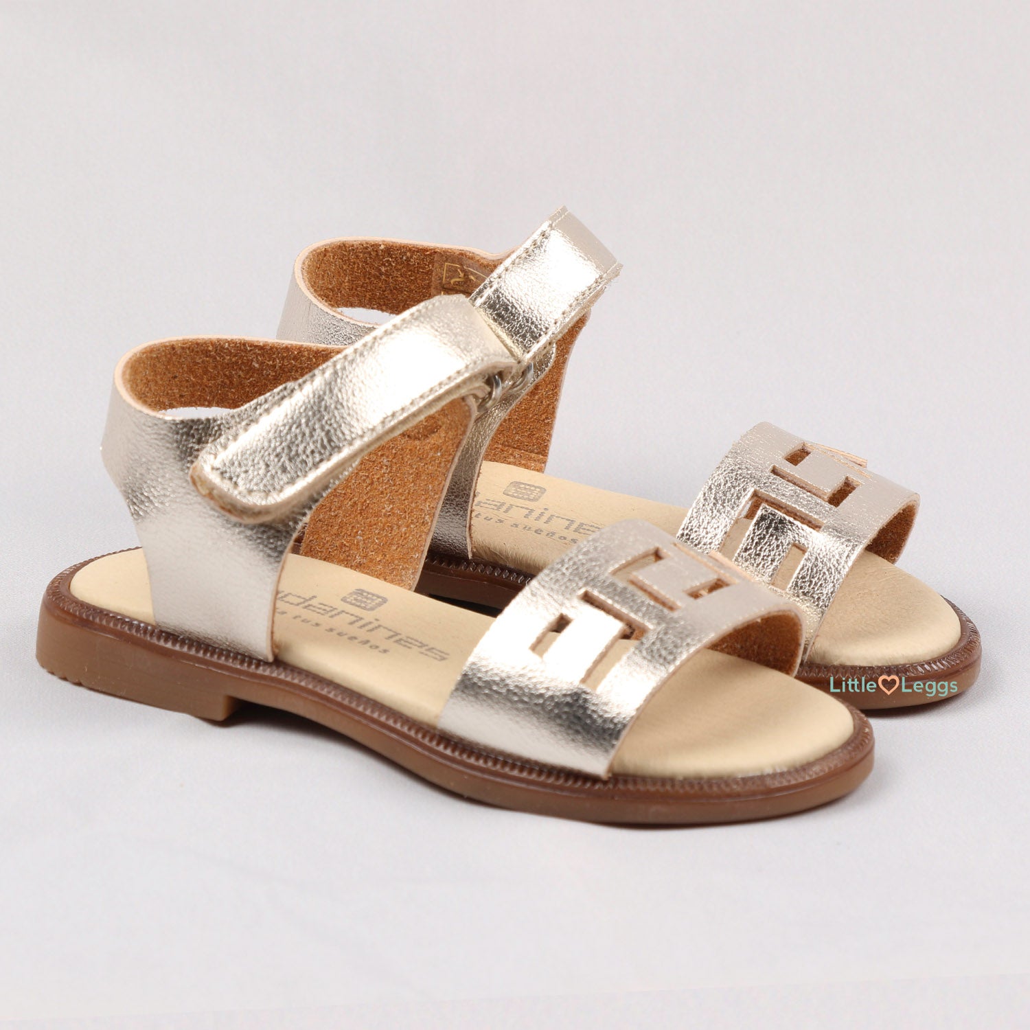 Gold Patterned Leather Sandals