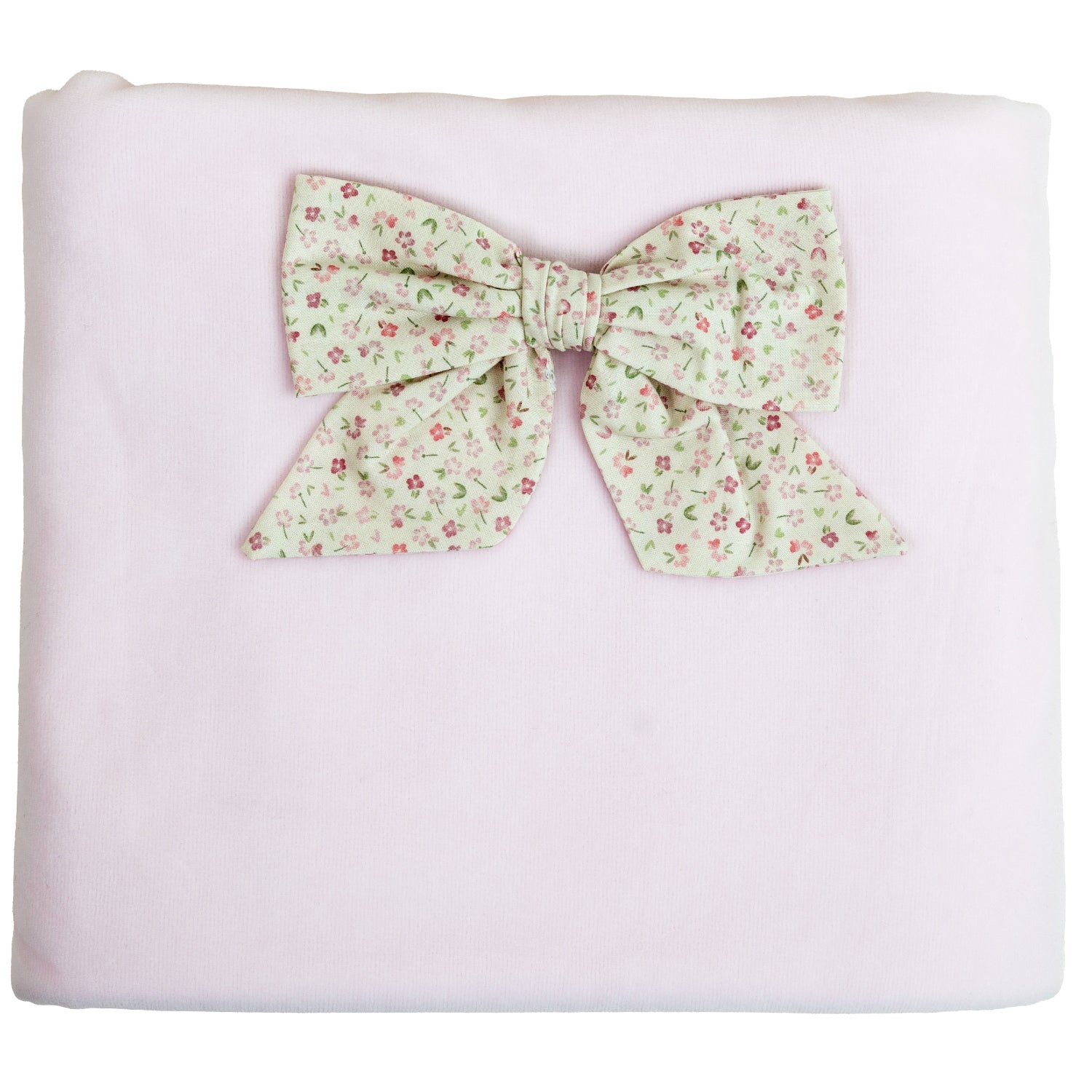 Pink Floral Bow Trim Blanket