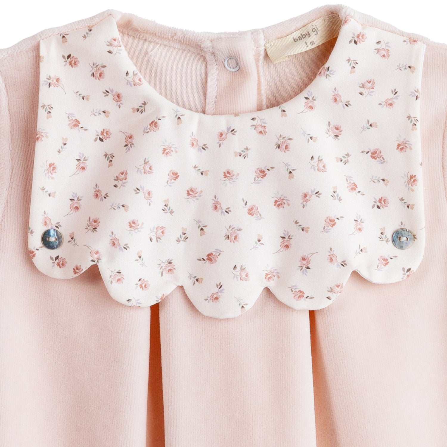 Peach Pink Rosebud Velour Babygrow