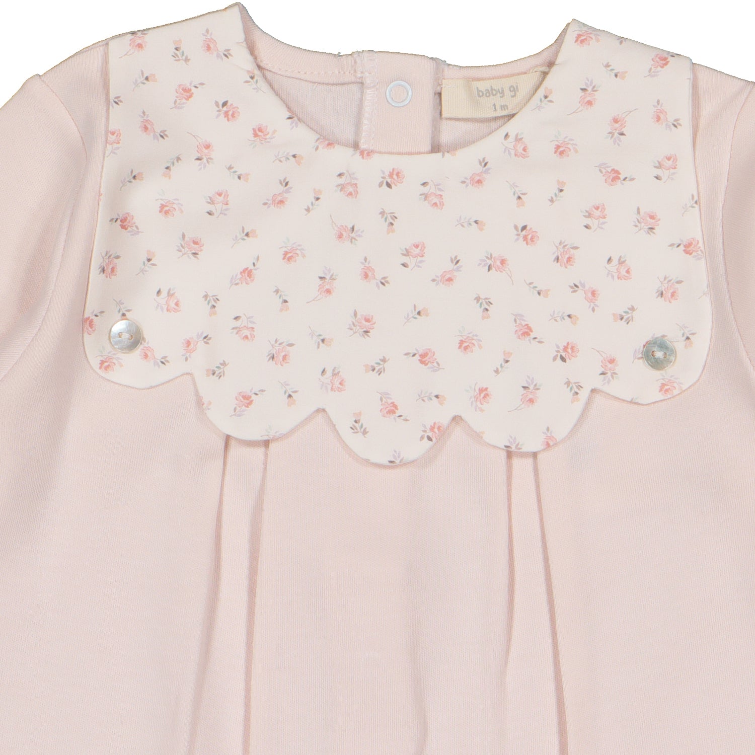 Peach Pink Rosebud Cotton Babygrow