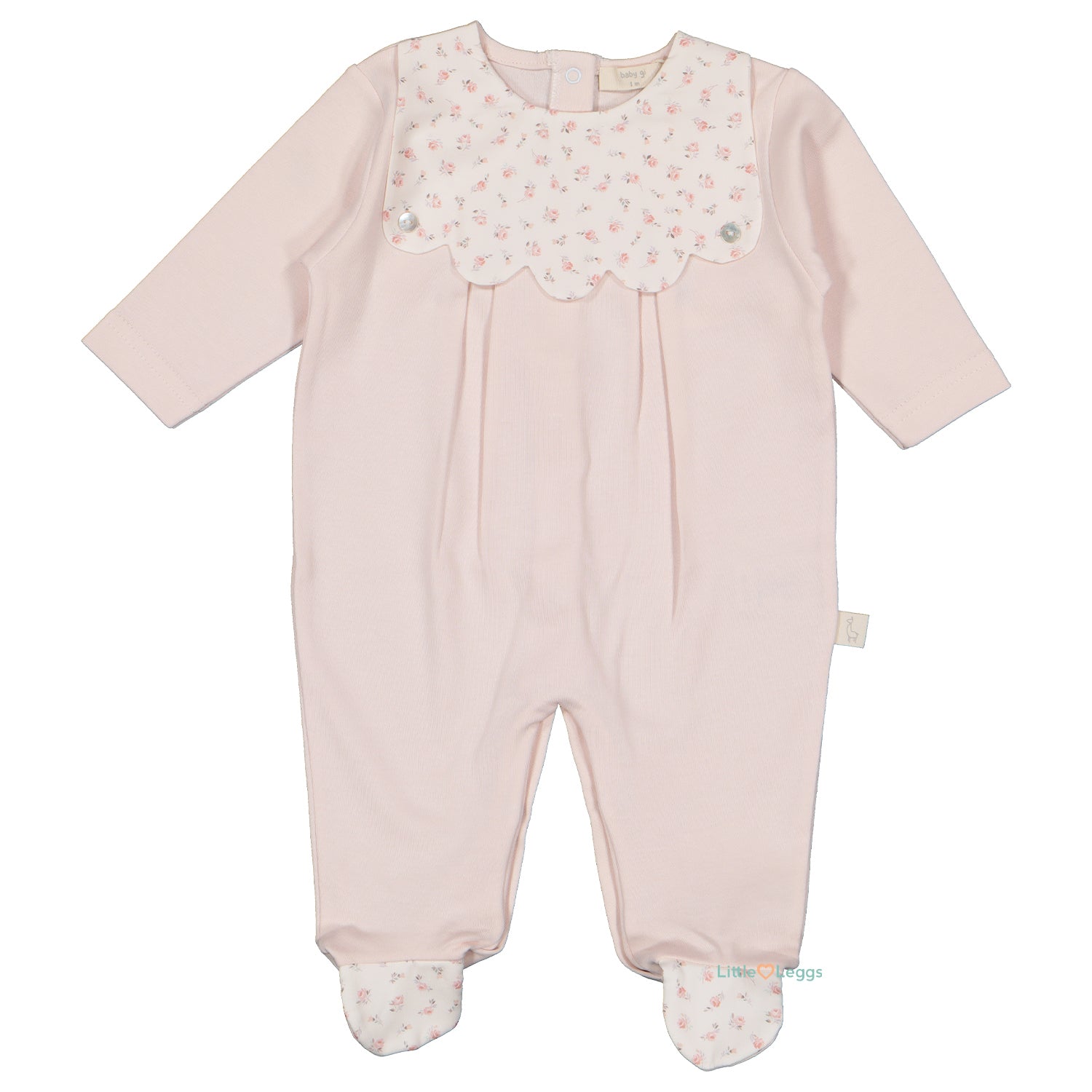 Peach Pink Rosebud Cotton Babygrow