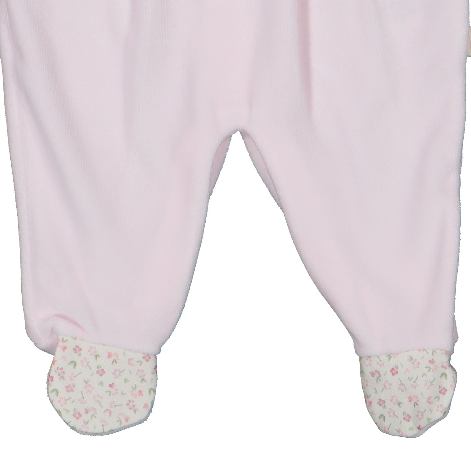 Pink Velour Floral Trim Babygrow