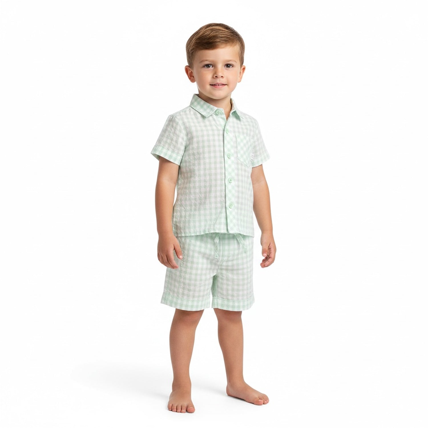Mint Gingham Short Set