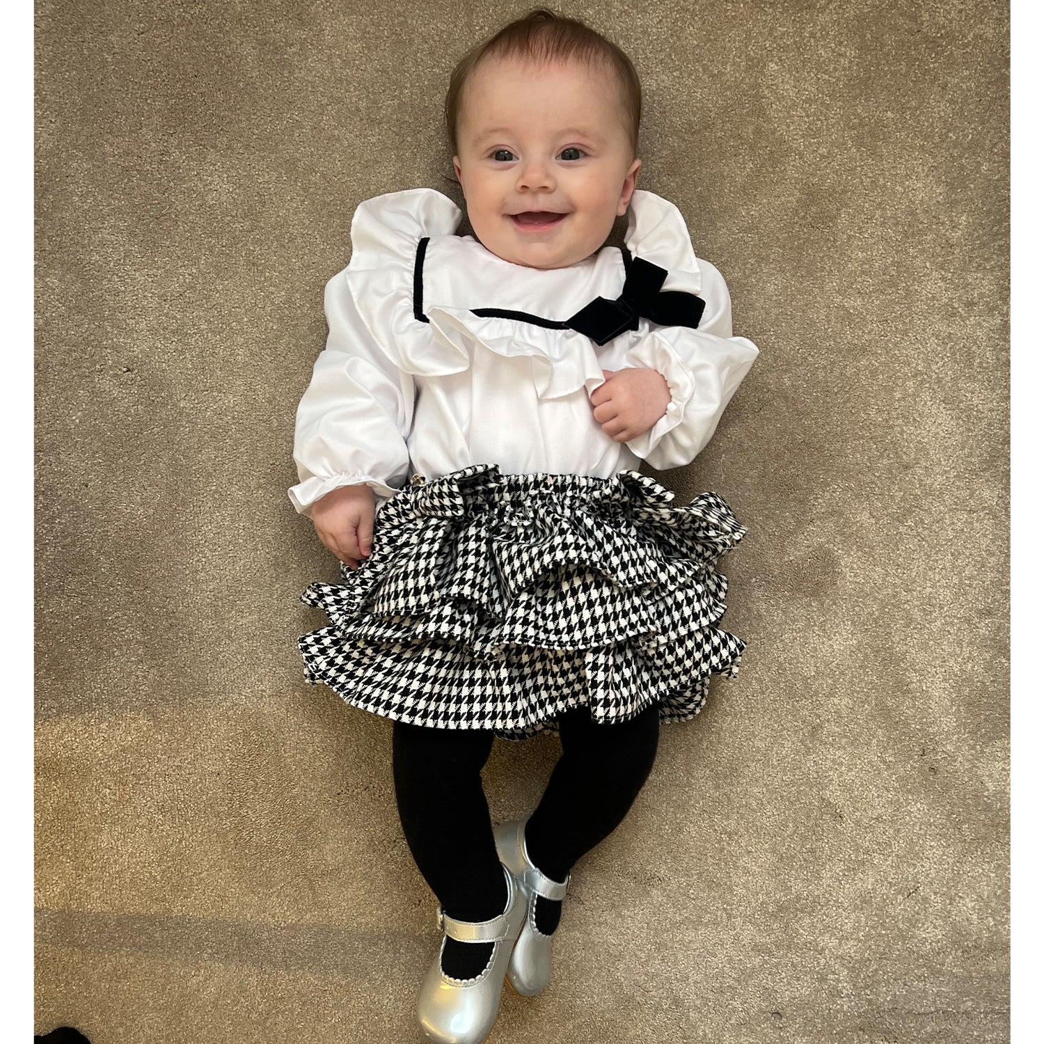 Black Dogtooth Blouse & Bloomers