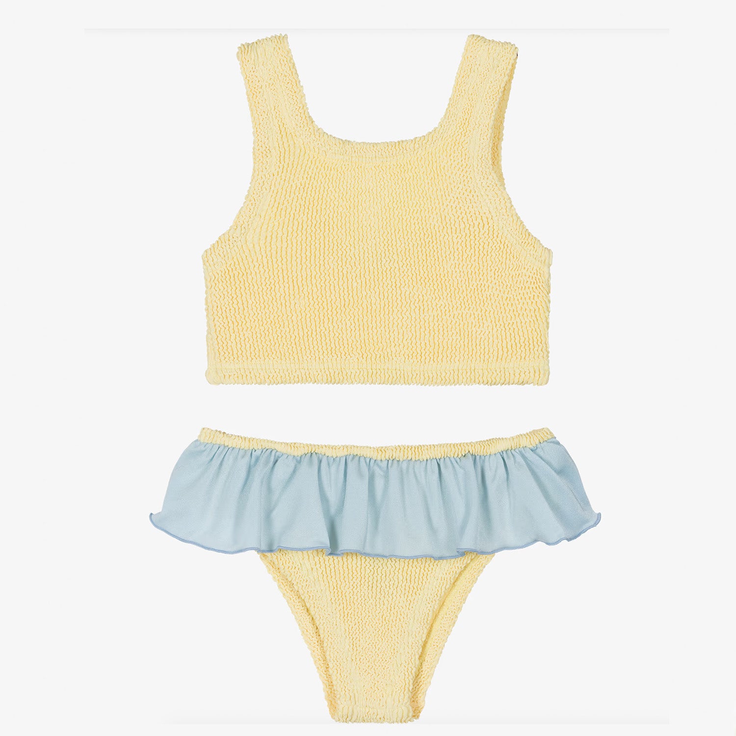 Kids Olive Crinkle Bikini -Butter/Metallic Blue