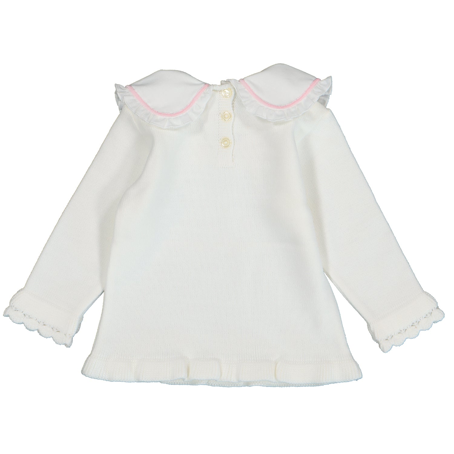 Ivory & Pink Velvet Trim Knit Outfit