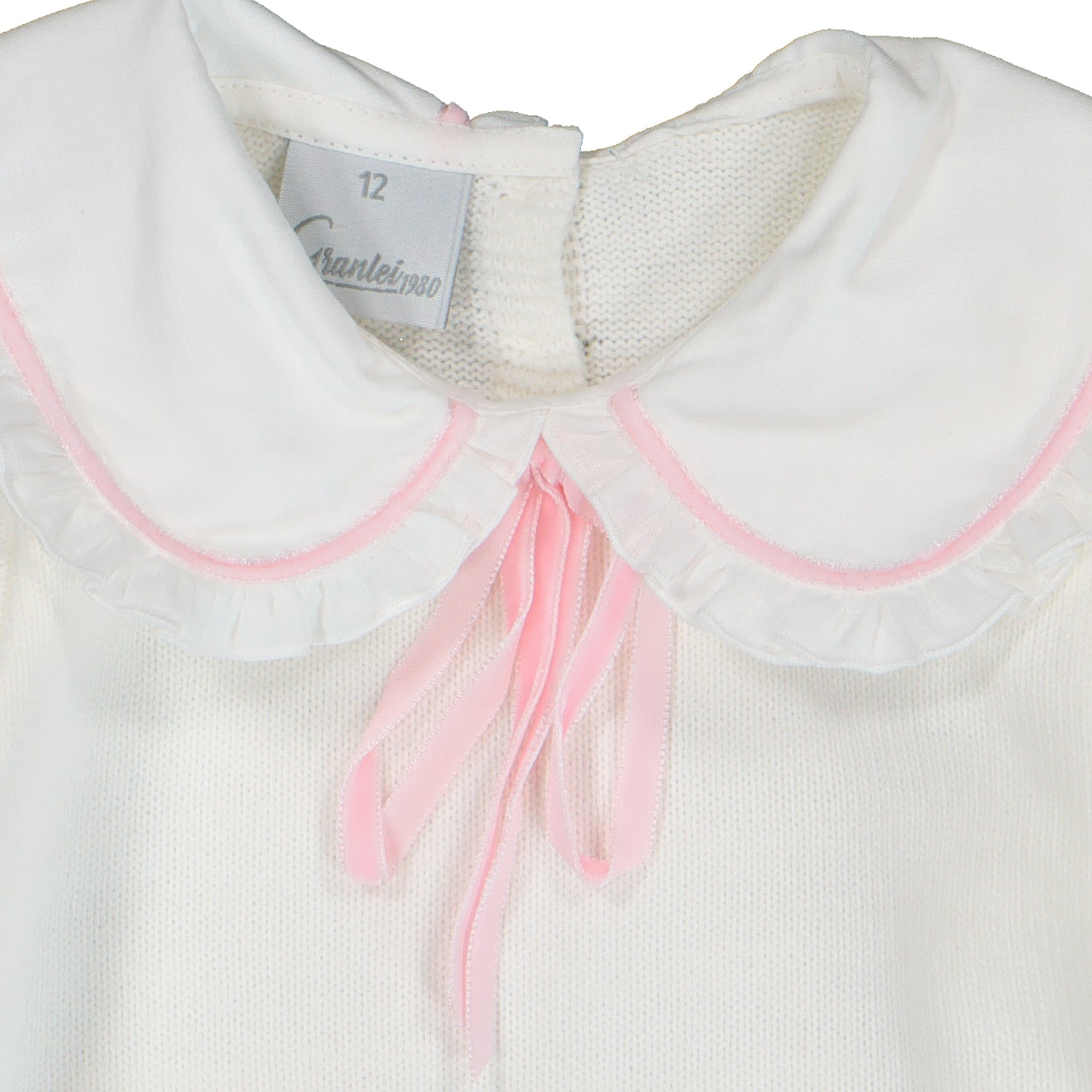 Ivory & Pink Velvet Trim Knit Outfit